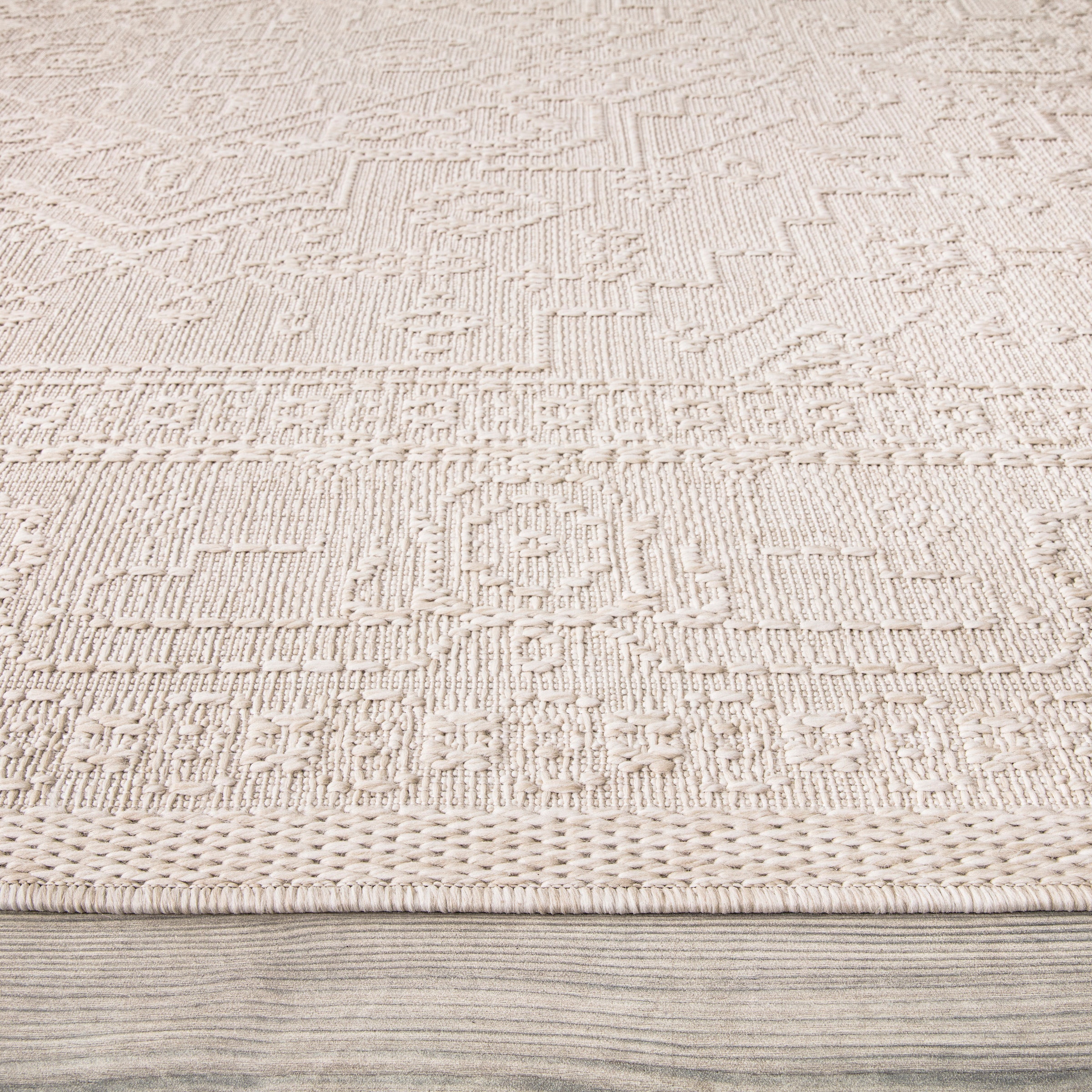 Paco Home Teppich »Rimini 413«, rechteckig, 4 mm Höhe, Flachgewebe, Uni Farben, Hoch-Tief Effekt, In- und Outdoor geeignet