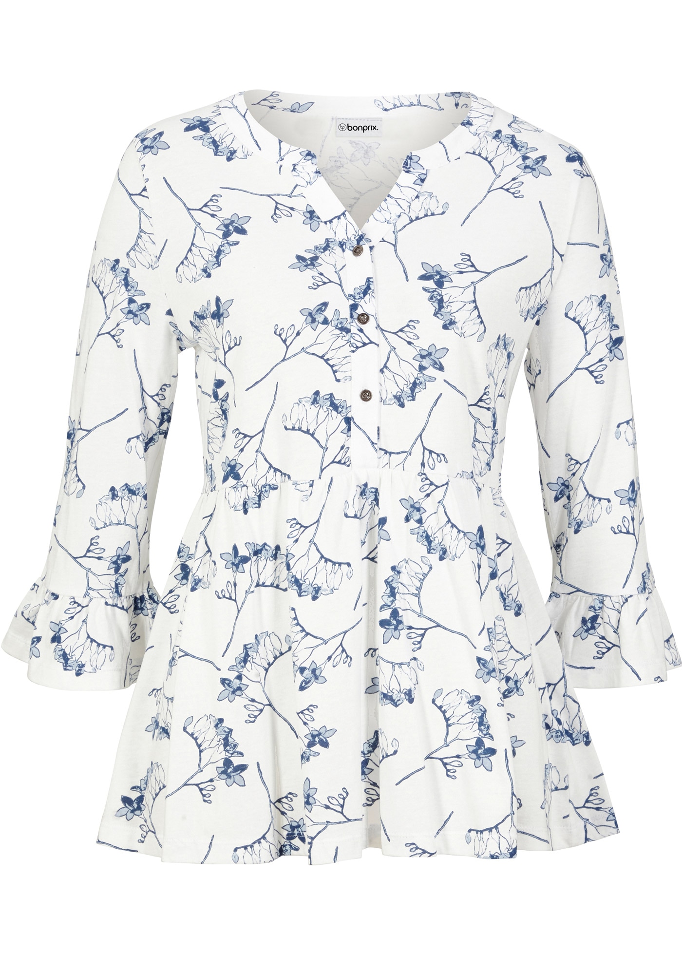 bonprix Tunikashirt ausgestellte Passform, 3/4-Ärmel, für Frühling und Sommer