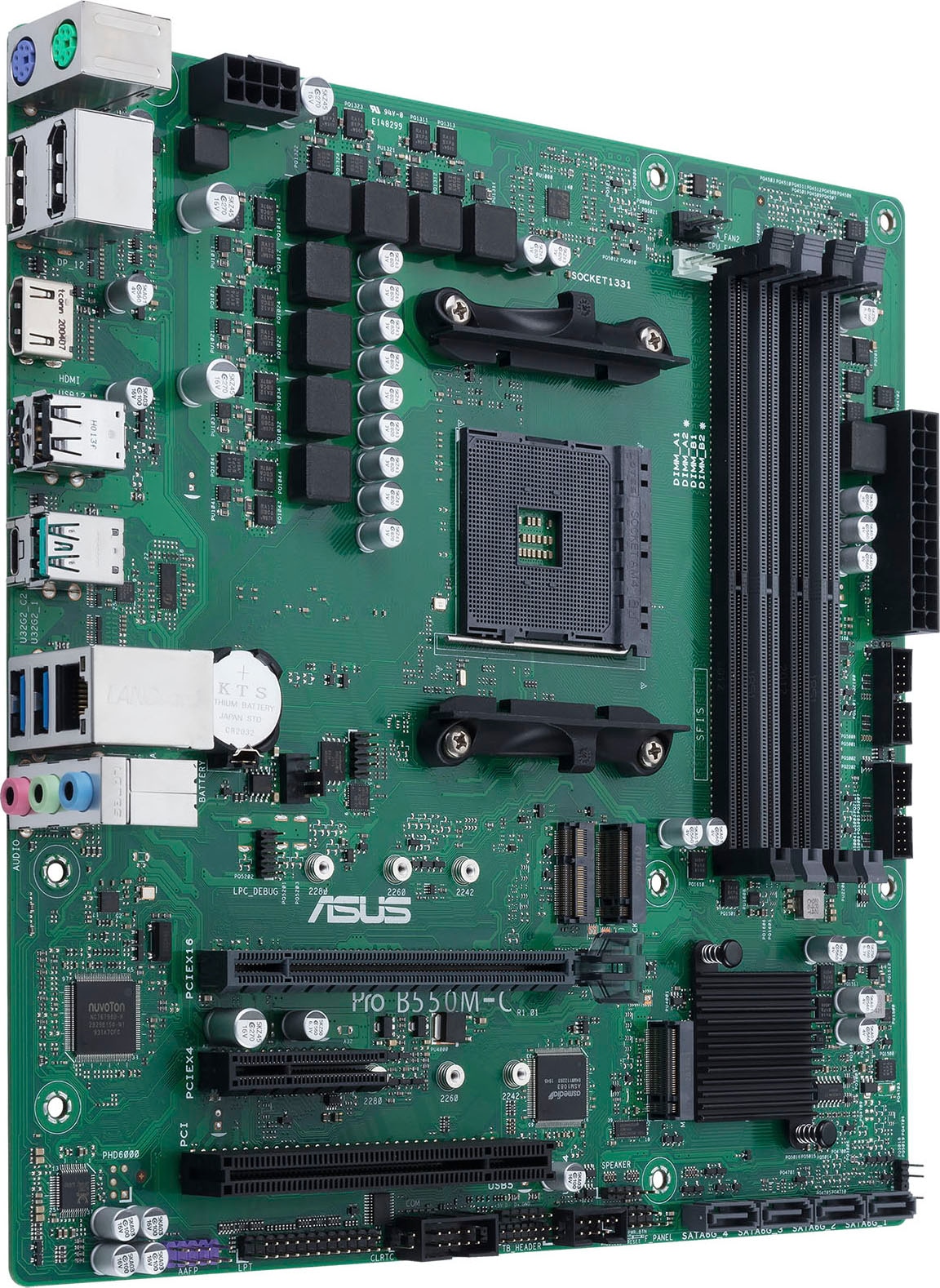 Asus Mainboard »B550M-C/CSM«, B550, Ryzen AM4, Micro-ATX, 2x M.2, PCIe 4.0, 1Gbit/s Ethernet