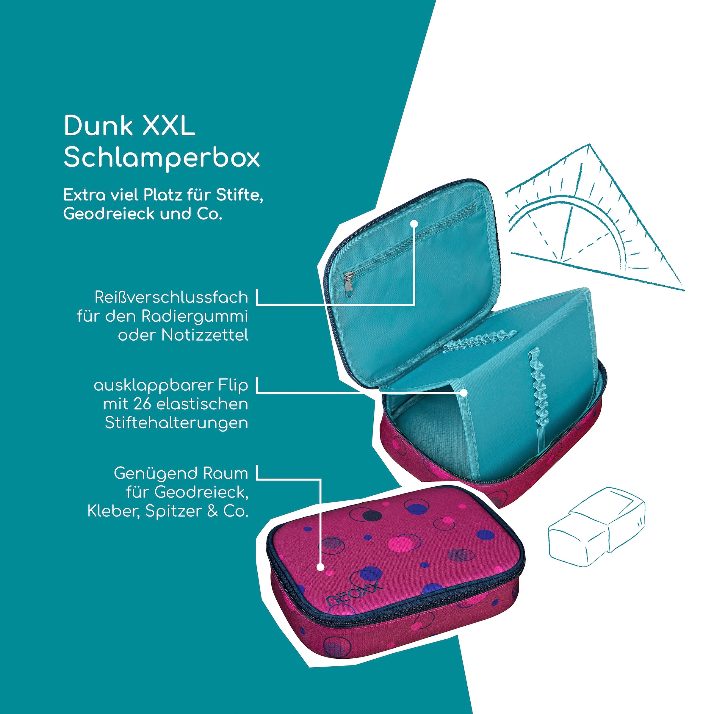 neoxx Schreibgeräteetui »Schlamperbox, Dunk, Bubble me around«, teilweise aus recyceltem Material