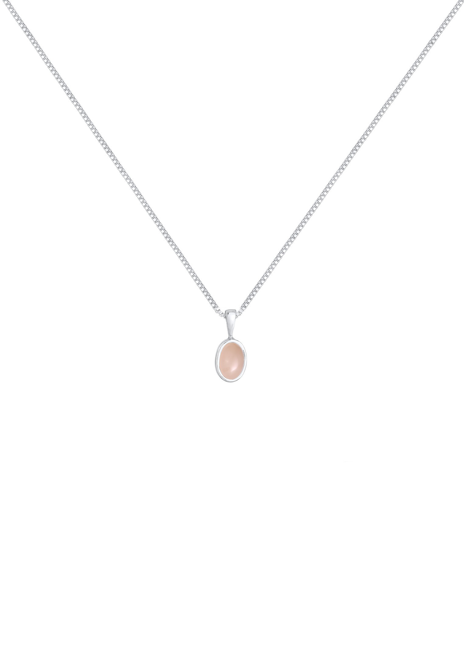 Elli Premium Silberkette »Halskette Basic Rosa Quarz Edelstein 925 Sterling Silber«
