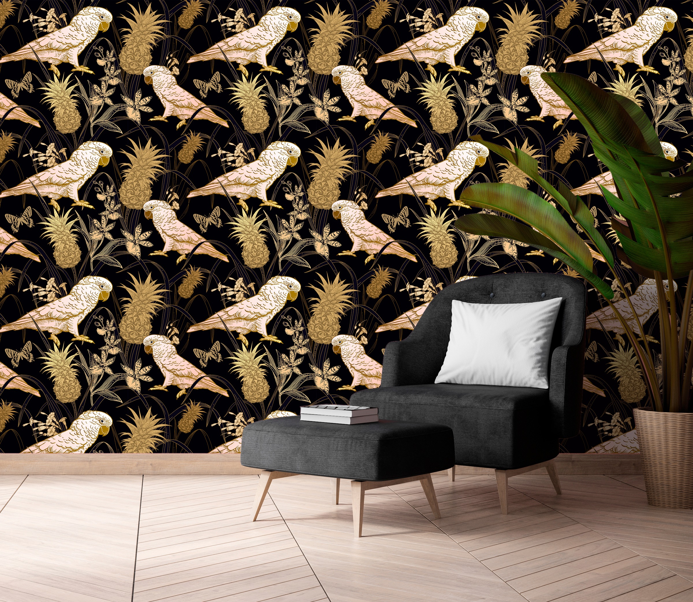 queence Vinyltapete »Lia« Motiv | bedruckt | botanisch | floral | gemustert | natürlich glatt 90x250cm, selbstklebend, kinderleichte Anbringung, , Sticker