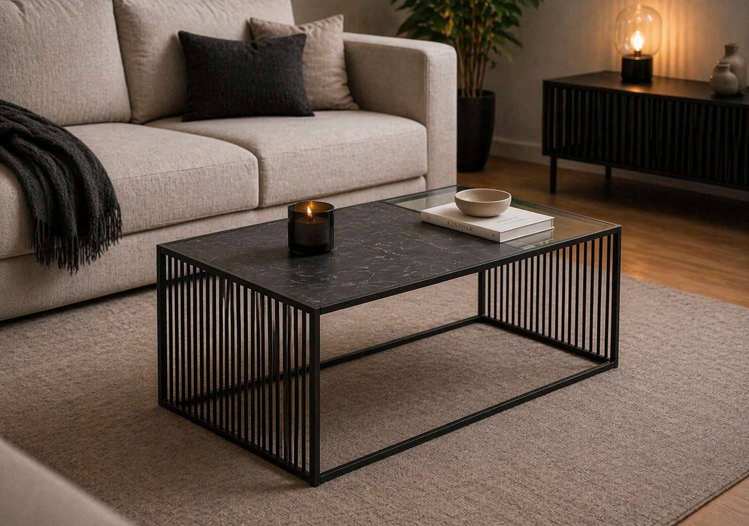 ACTONA GROUP Couchtisch »Strington, Marmoroptik schwarz - modern & stilvoll, pflegeleicht« Couchtisch, Beistelltisch, Kaffeetisch,  OTTOs Choice,  Glasplatte & Metallgestell, verschiedene  Formen