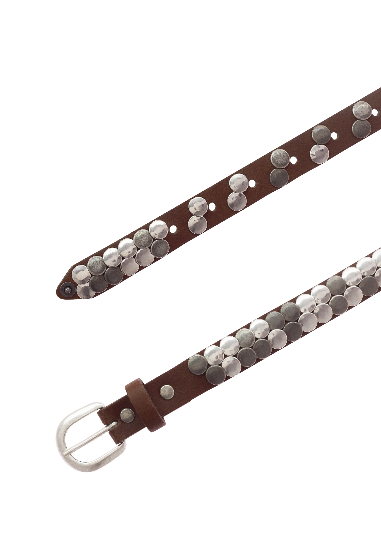 MUSTANG Ledergürtel Echtleder, mit Plattnieten verziert, einfache Dornschließe