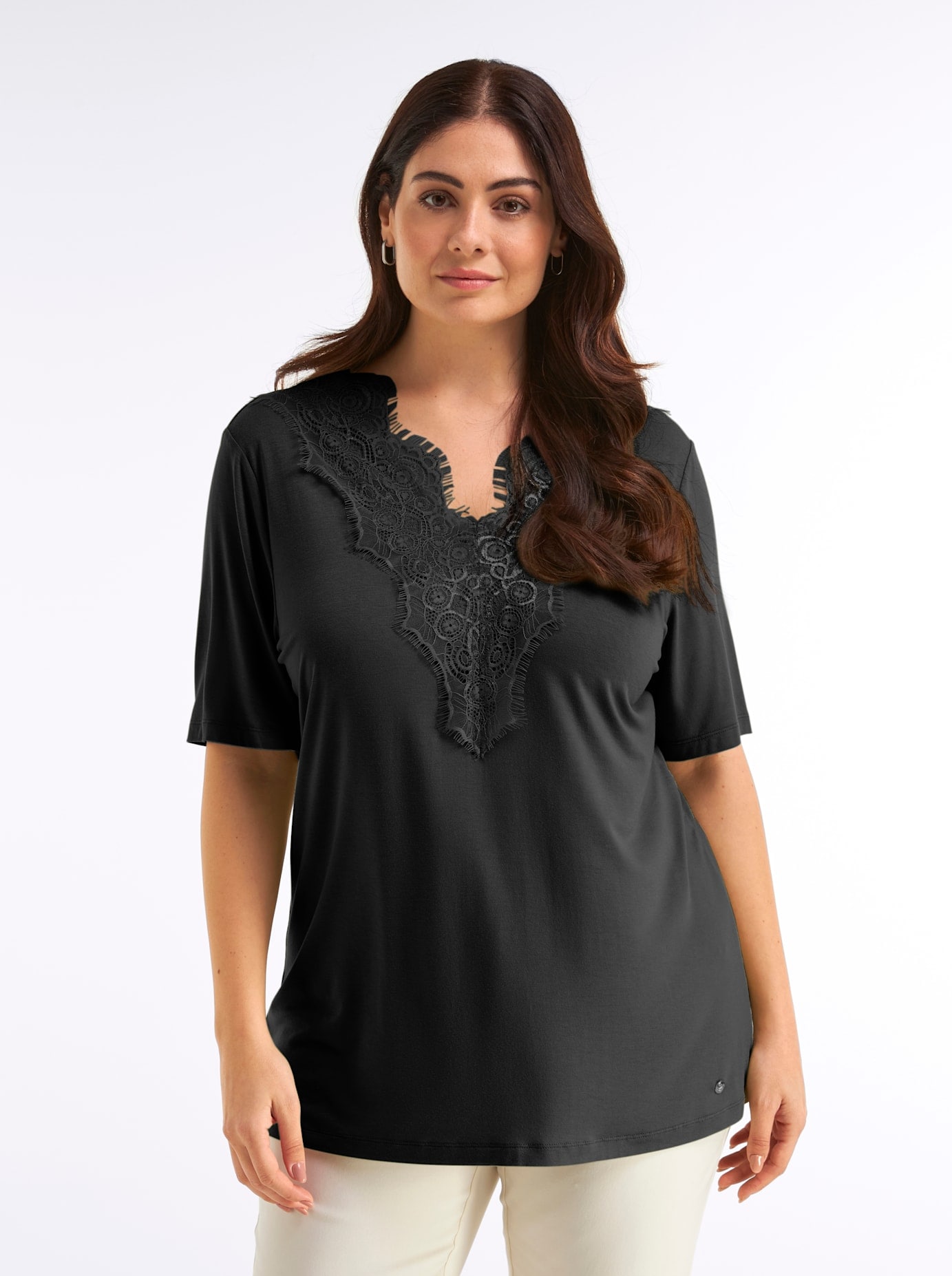 Sheego Spitzenshirt »Halbarmshirt« 1
