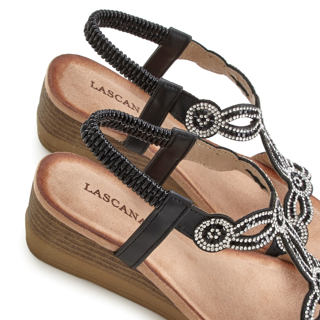 LASCANA Sandalette, mit Schmucksteinen und elastischen Riemen