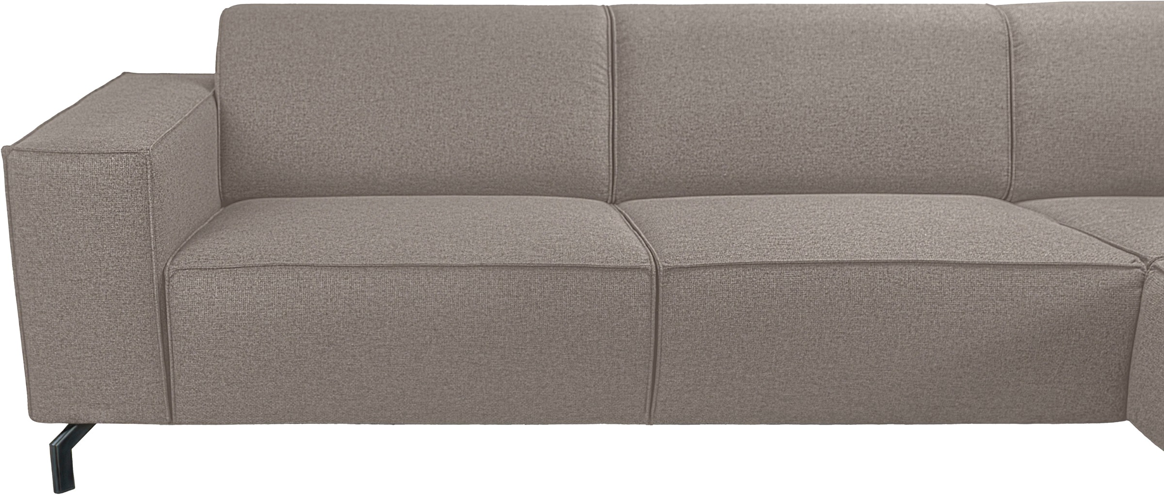 PLACES OF STYLE Ecksofa »Lorcan, Breite 275 cm, weiches Sitzgefühl« Massivholz- oder Metallfüße, Lederoptik, Struktur, Chenille, Boucle
