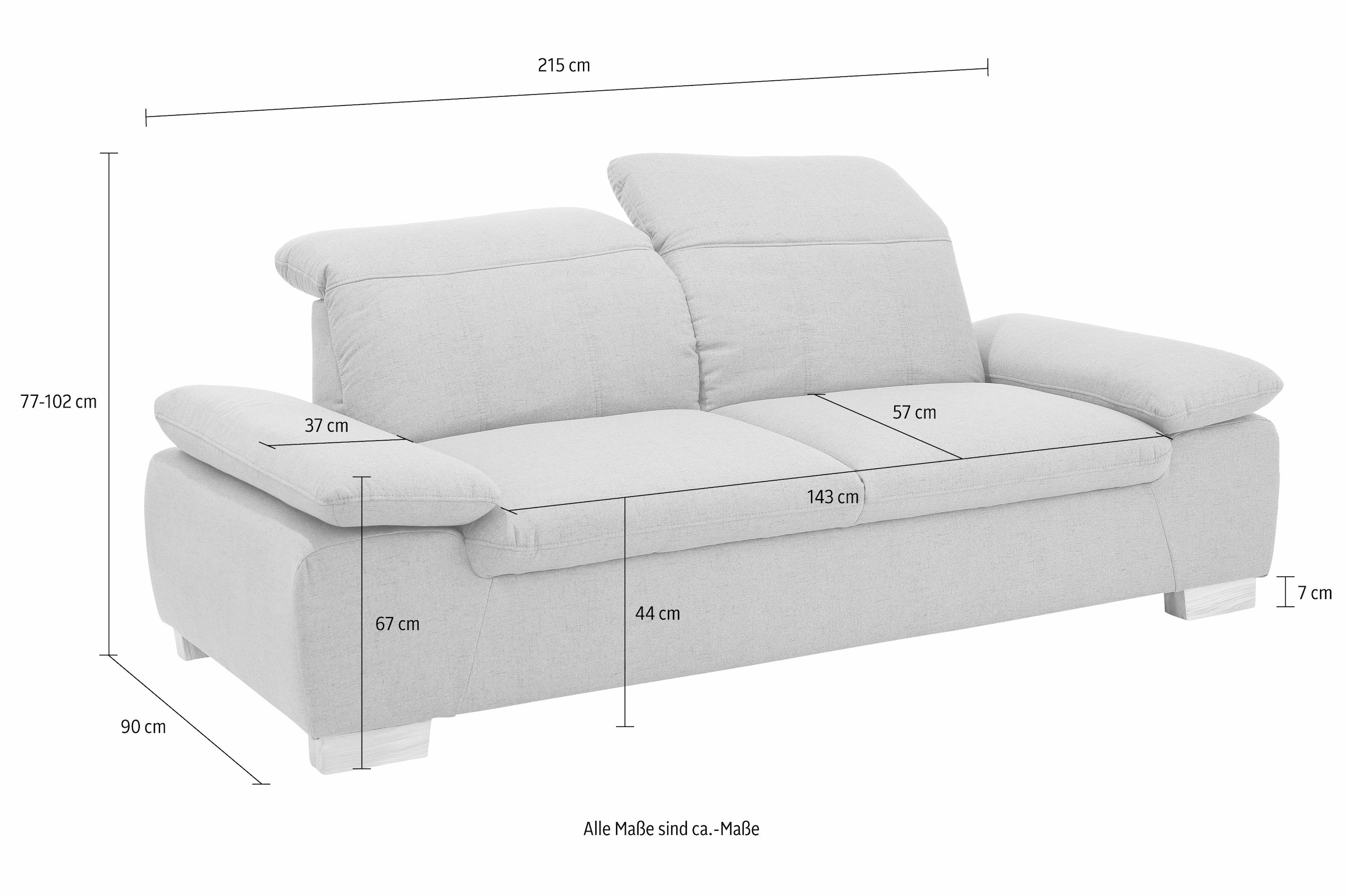Home affaire 2,5-Sitzer »Bergamo Multifunktions-Couch, elegant und komfortabel«, mit Armlehn-und Rückenfunktion, Federkern
