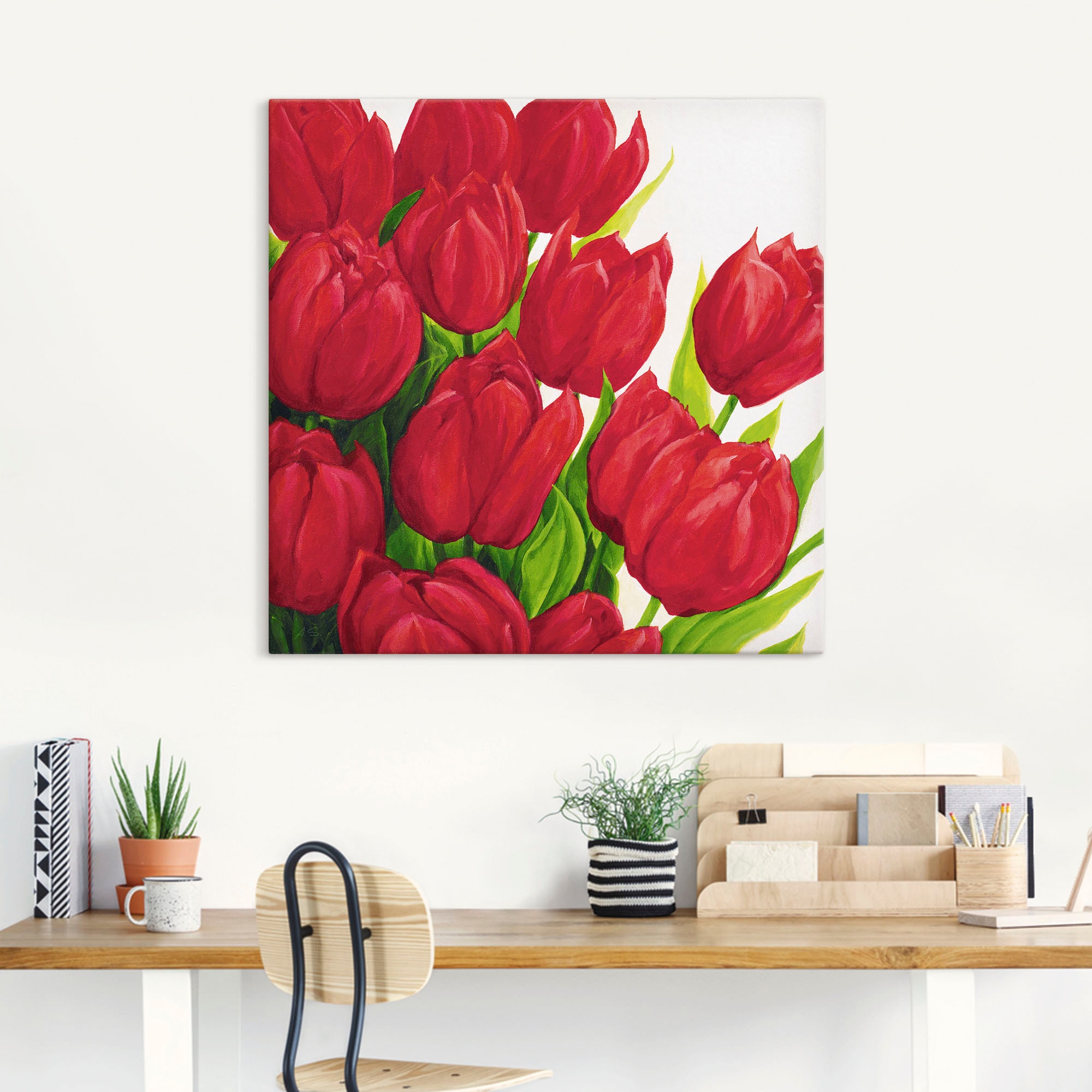 Artland Leinwandbild »Rote Tulpen«, Blumen, (1 St.), auf Keilrahmen gespannt