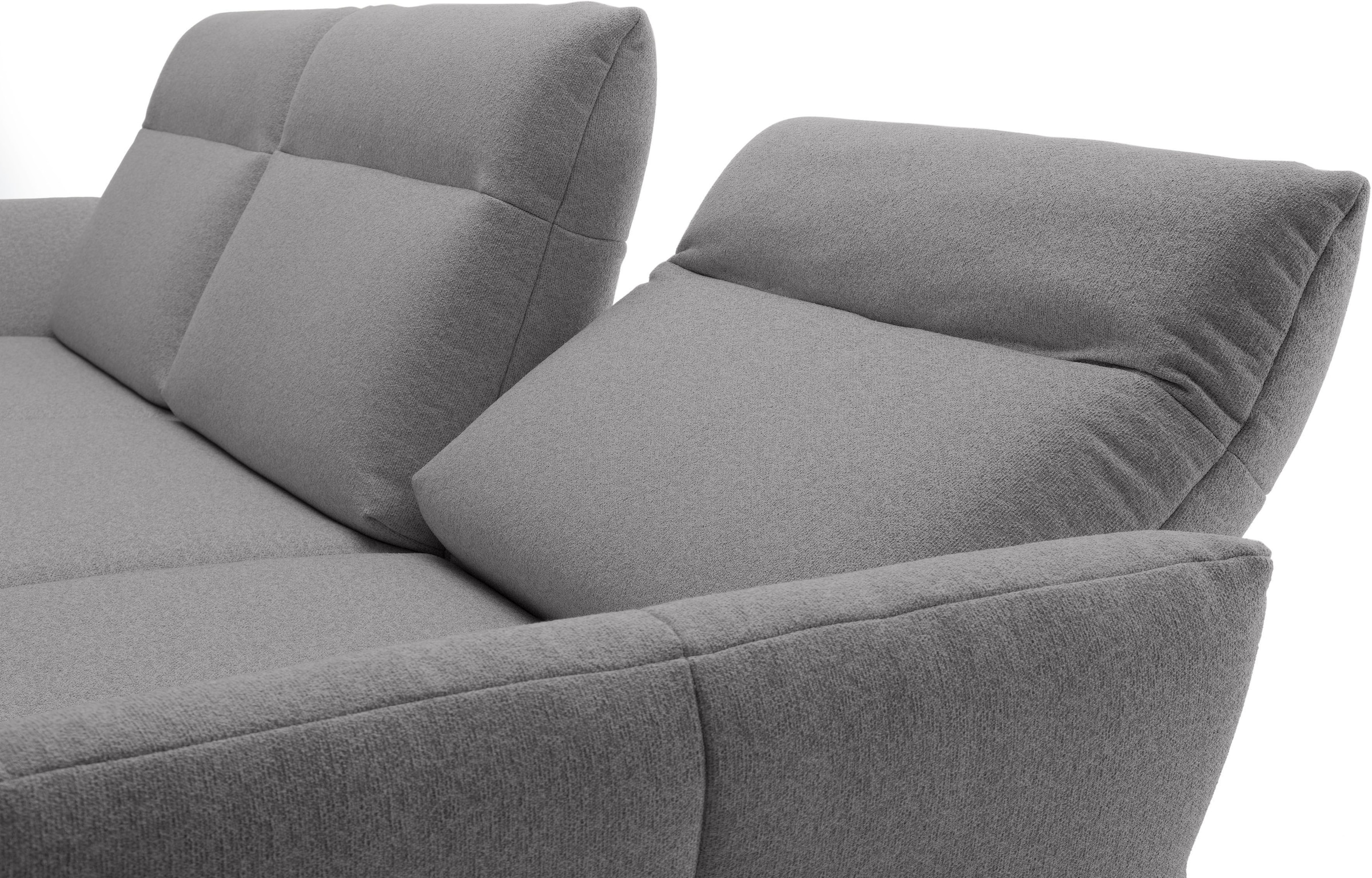 Creation BY ROLF BENZ Ecksofa »CR.460 Designsofa mit erstklassigem Sitzkomfort« Sockel in Nussbaum, Winkelfüße in Umbragrau, Breite 338 cm