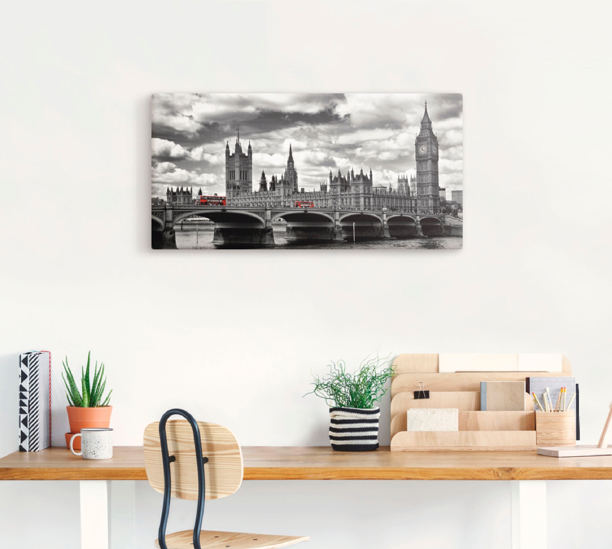 Artland Leinwandbild »London Westminster Bridge & Red Buses« Großbritannien 1 Stk. tlg. auf Holzrahmen gespannt