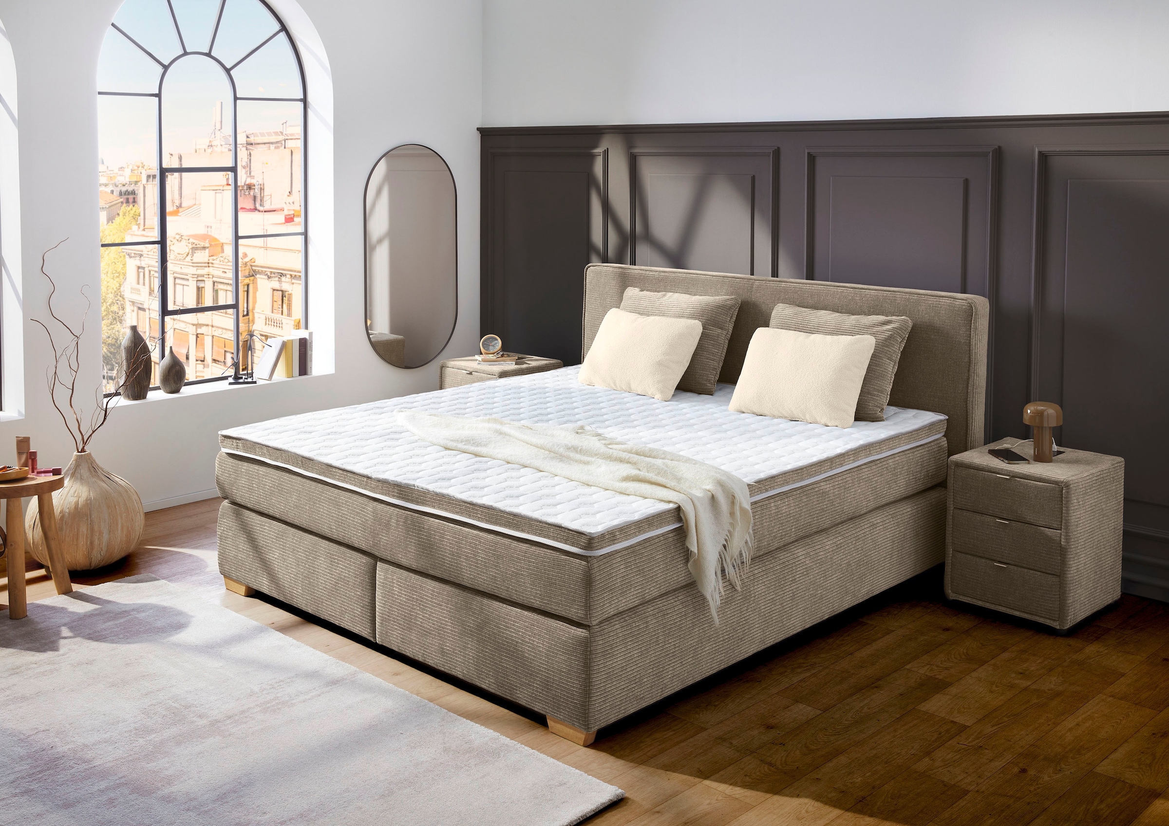 Jockenhöfer Gruppe Boxspringbett »Ronja, inkl. 7-Zonen-TTFK-Matratzen, Kaltschaum-Topper« inkl. 4 Kissen, 180x200 cm, verschiedene Härtegrade wählbar