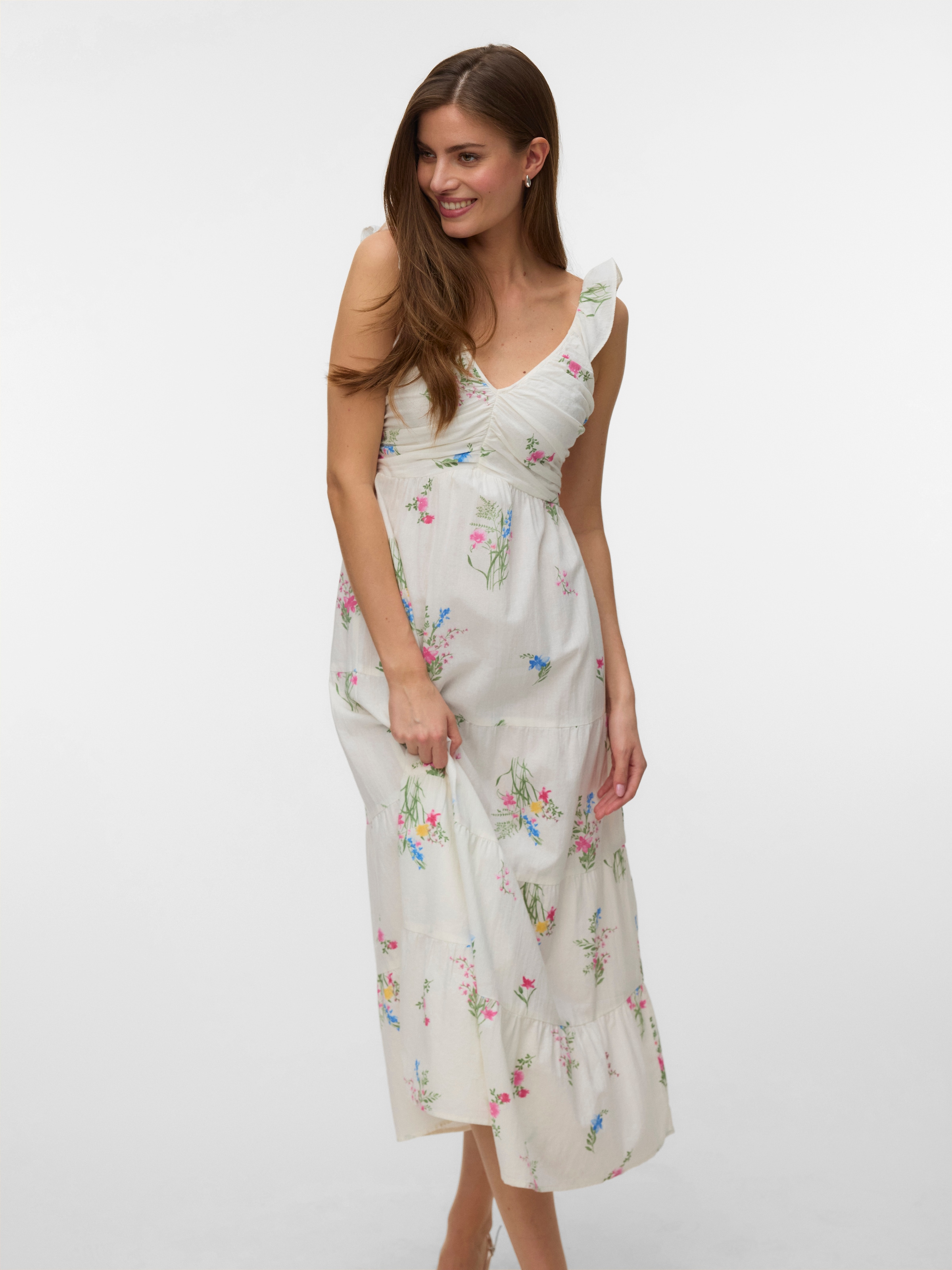 Vero Moda Maxikleid »VMDICTHE SL FRILL ANKLE DRESS WVN GA« Baumwolle, regular fit