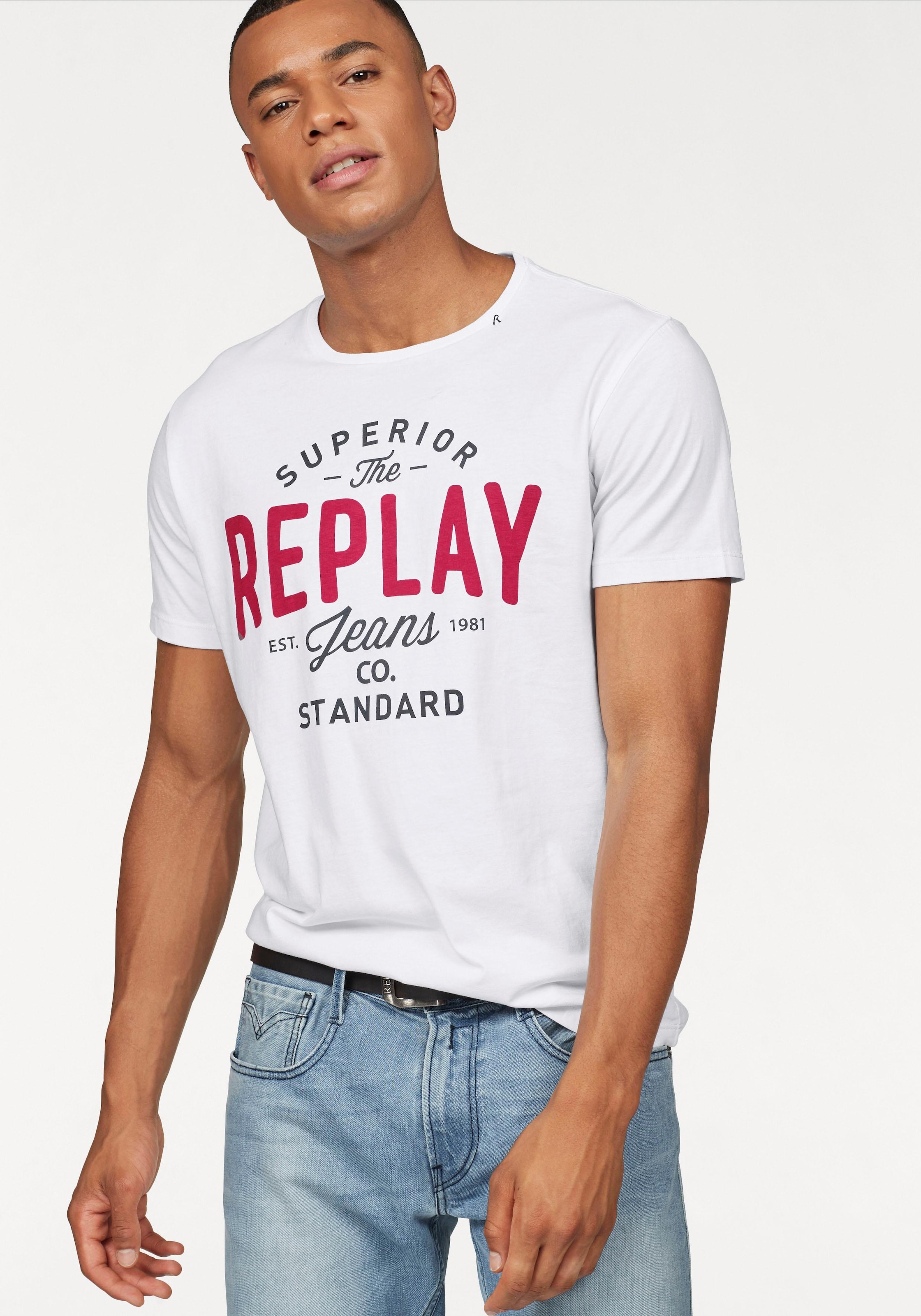 Replay T-Shirt, mit Markendruck