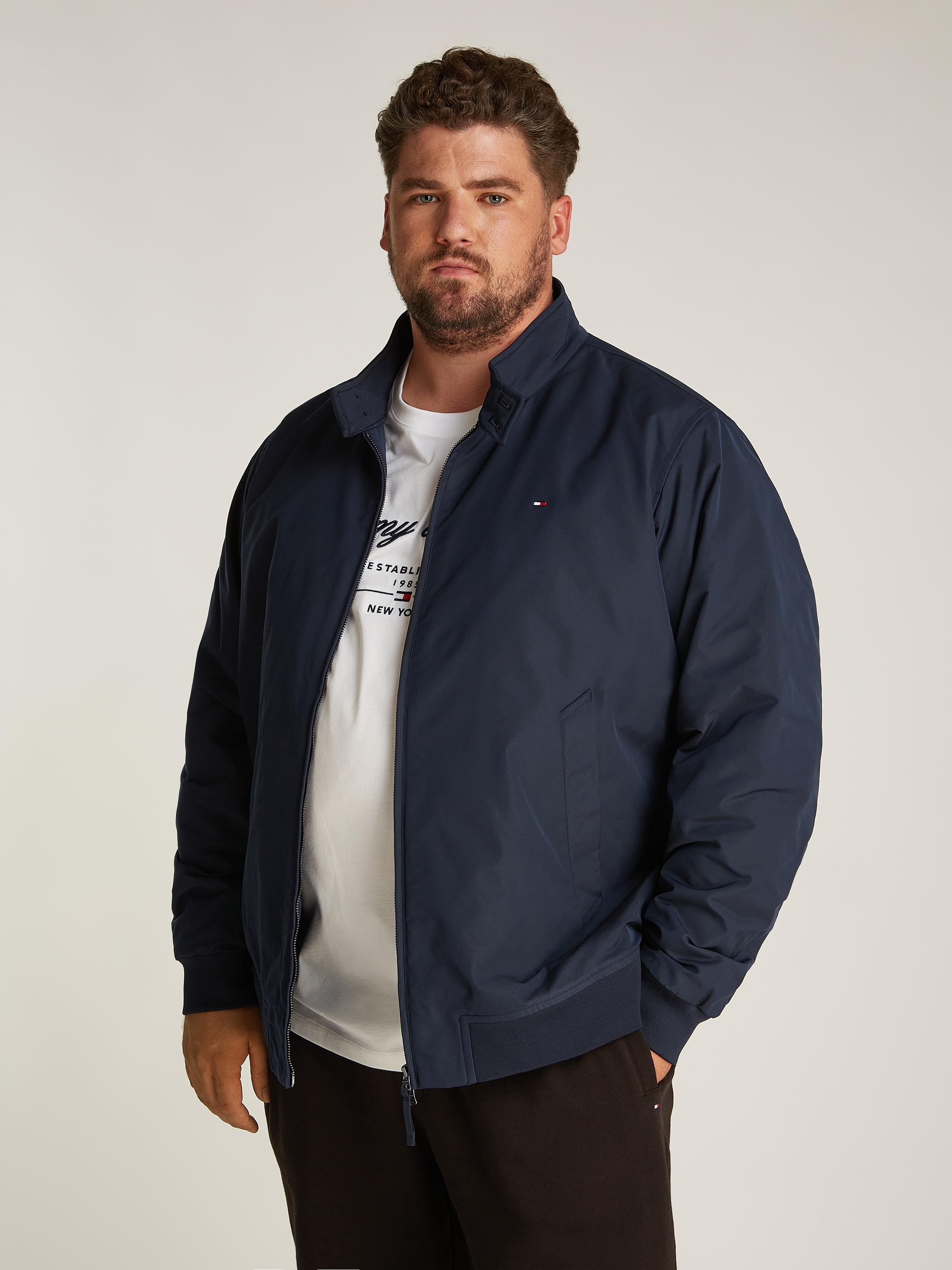 TOMMY HILFIGER Big & Tall Allwetterjacke »BT-HARRINGTON JACKET-B«, in Großen Größen, Logostickerei