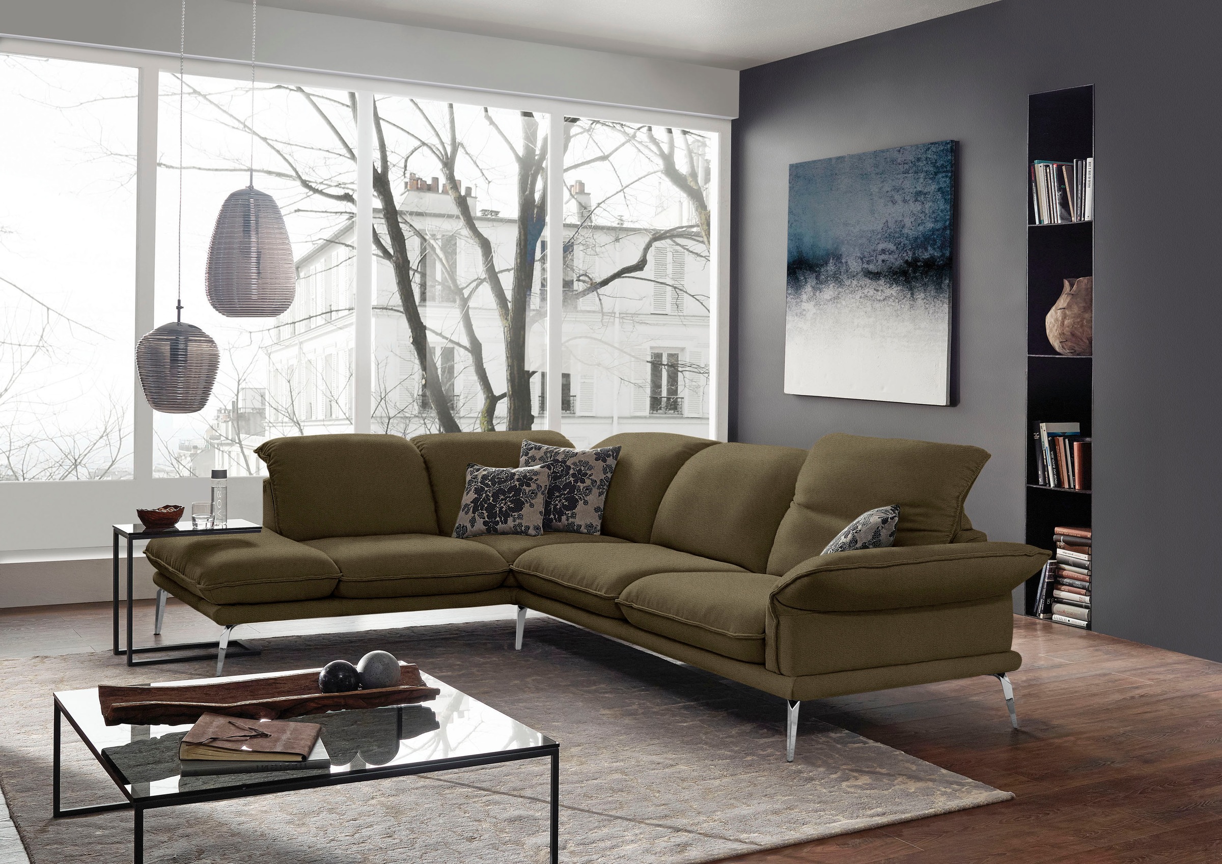 W.SCHILLIG Ecksofa »sherry«, German Design Award 2018, mit Kopfstützenverstellung, Metallfüße in Chrom glänzend, Breite 302 cm