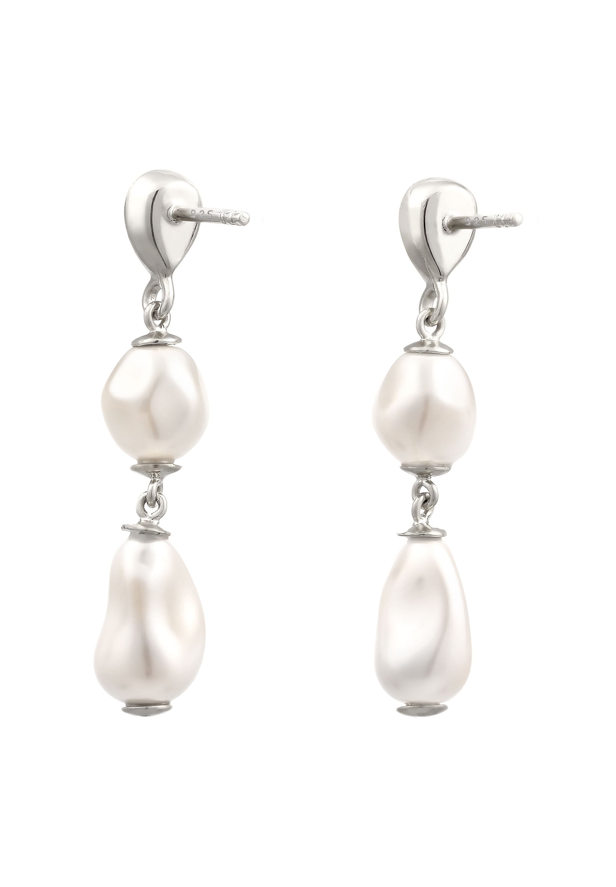 Elli Paar Ohrstecker »Ohrringe Ohrstecker Tropfen Synthetische Perle Grün 925 Sterling Silber, mit Kristallen von Swarovski®«