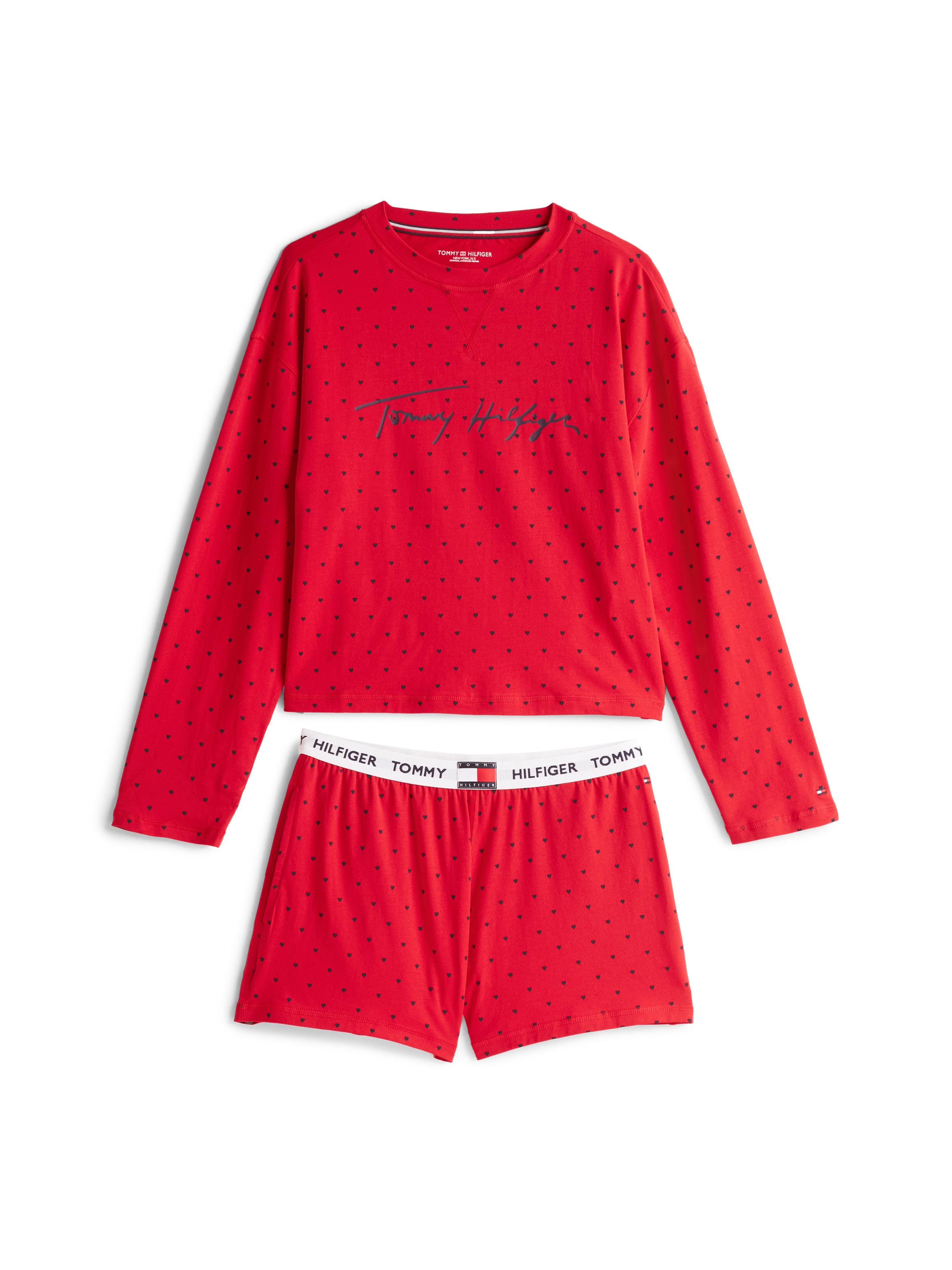 Tommy Hilfiger Underwear Pyjama »LS SHORT PRT PJ SET«, (Set, 2 tlg., 2tlg), mit Herzen Allover-Muster