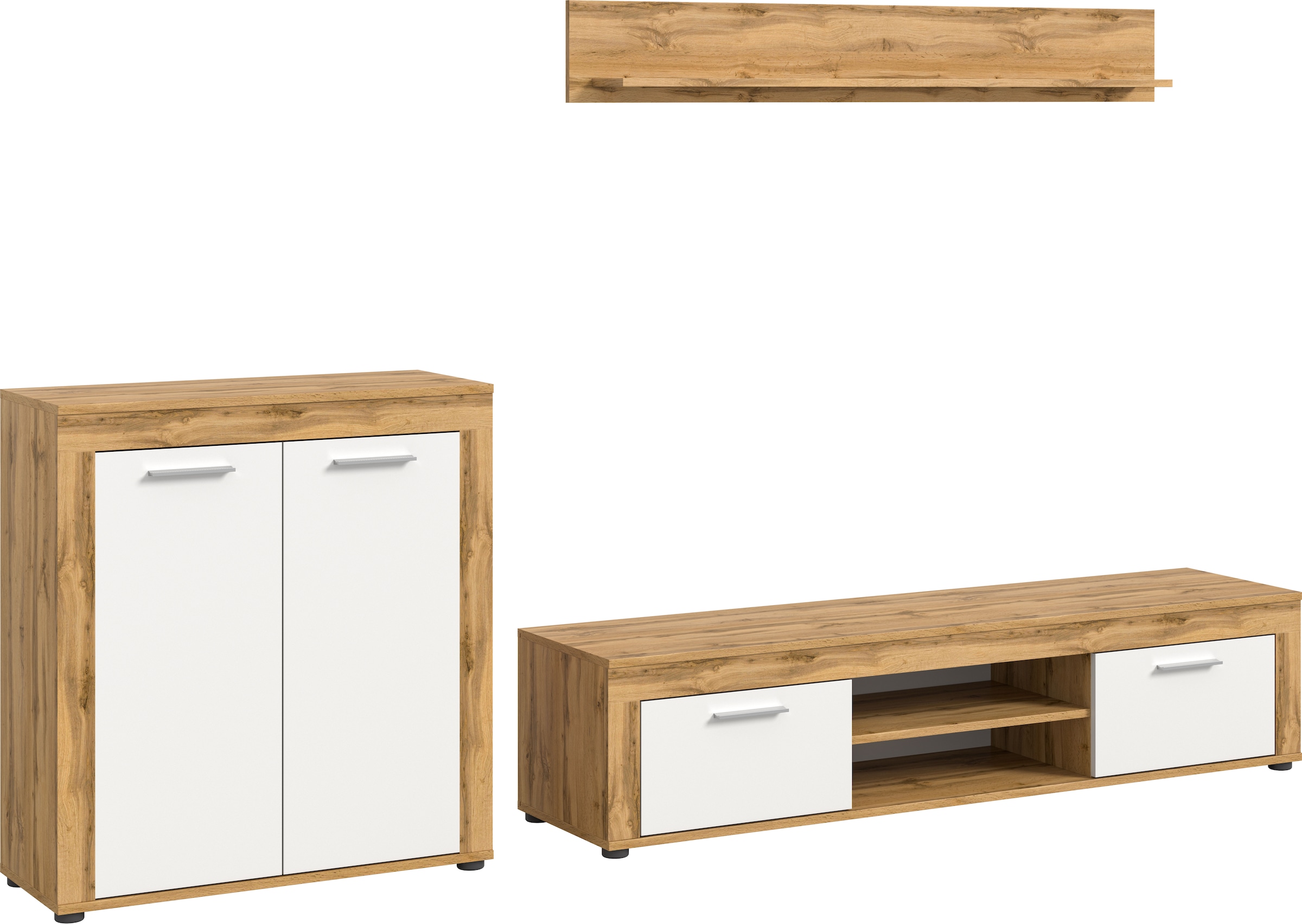 Wohnzimmer-Set »Aosta, Breite 255cm, bestehend aus Highboard, Lowboard, Wandboard«, (3...