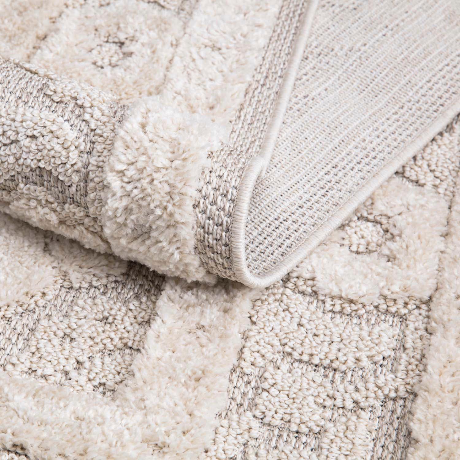 my home Hochflor-Teppich »Bjelle«, rechteckig, 20 mm Höhe, Läufer, Boho-Stil, Ornamente, Hoch Tief Struktur, mit Fransen