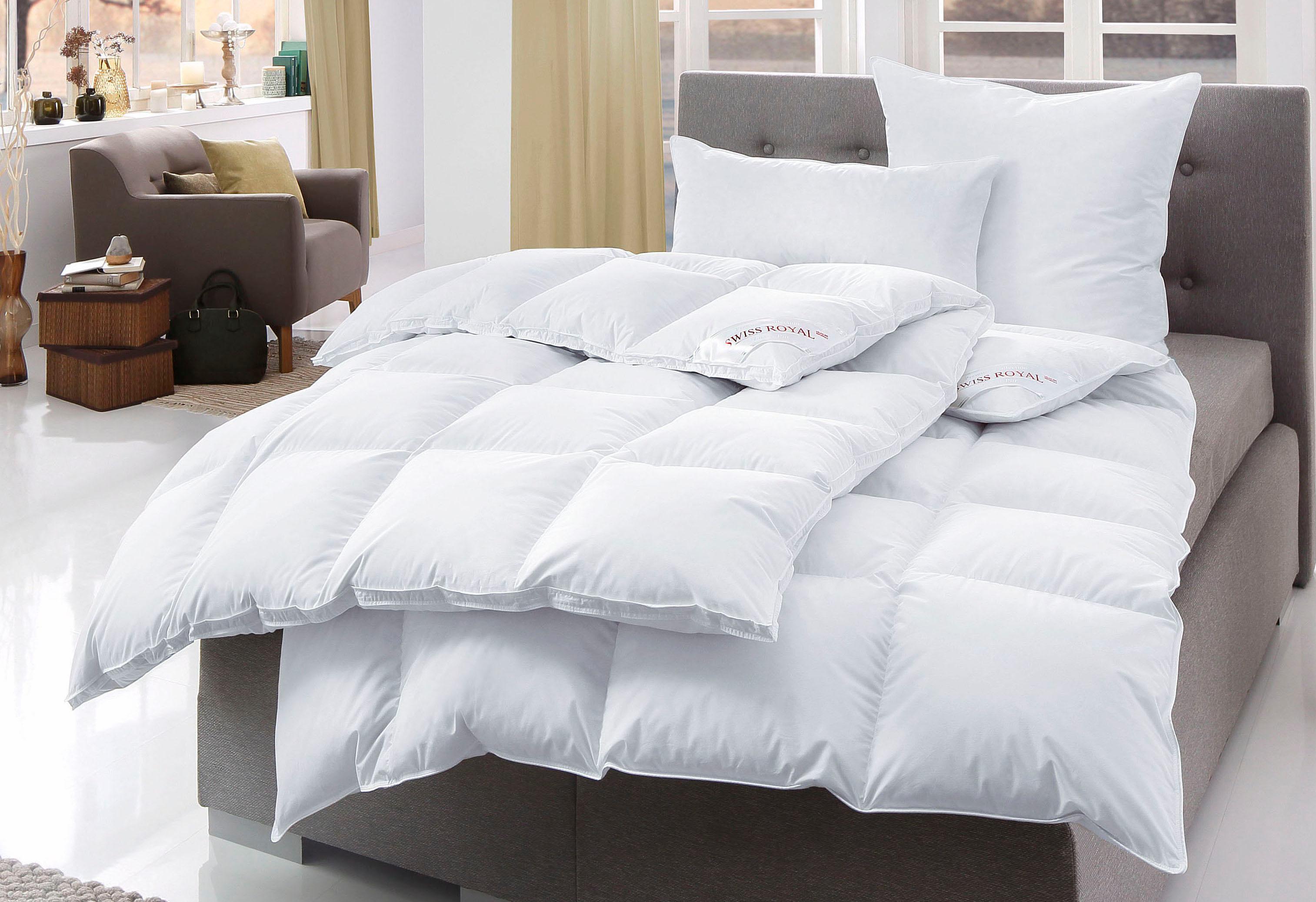 Haeussling Daunenbettdecke + Kopfkissen »Swiss Royal« Bettdecken-Set mit Kopfkissen in weiß, Größe B/L: 80 cm x 80 cm Anzahl Teile 1