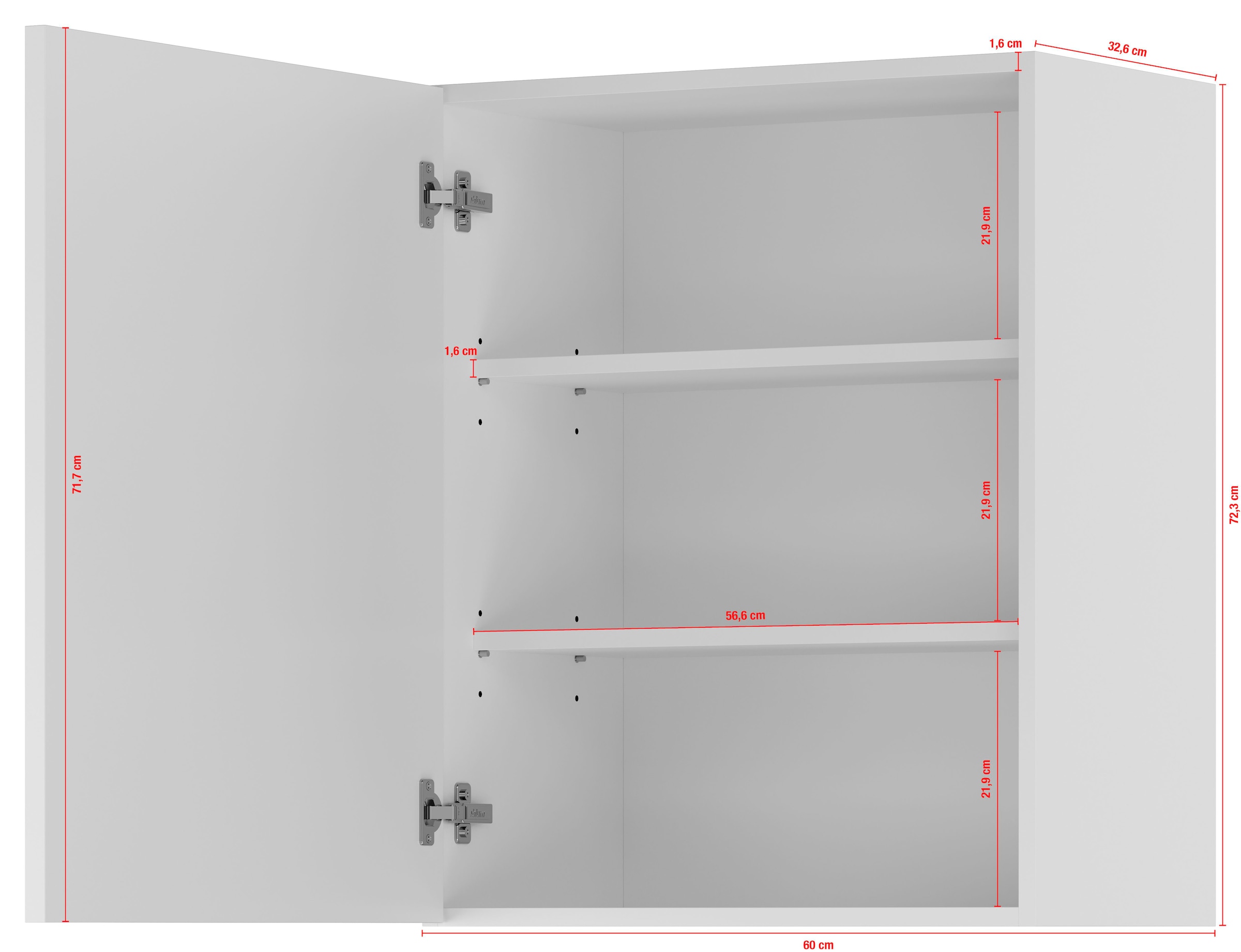 IMPULS KÜCHEN Hängeschrank »"Prag und Valencia", Breite/Höhe: 60/72,3 cm«, vormontiert, mit Soft-Close, mit Drehtür