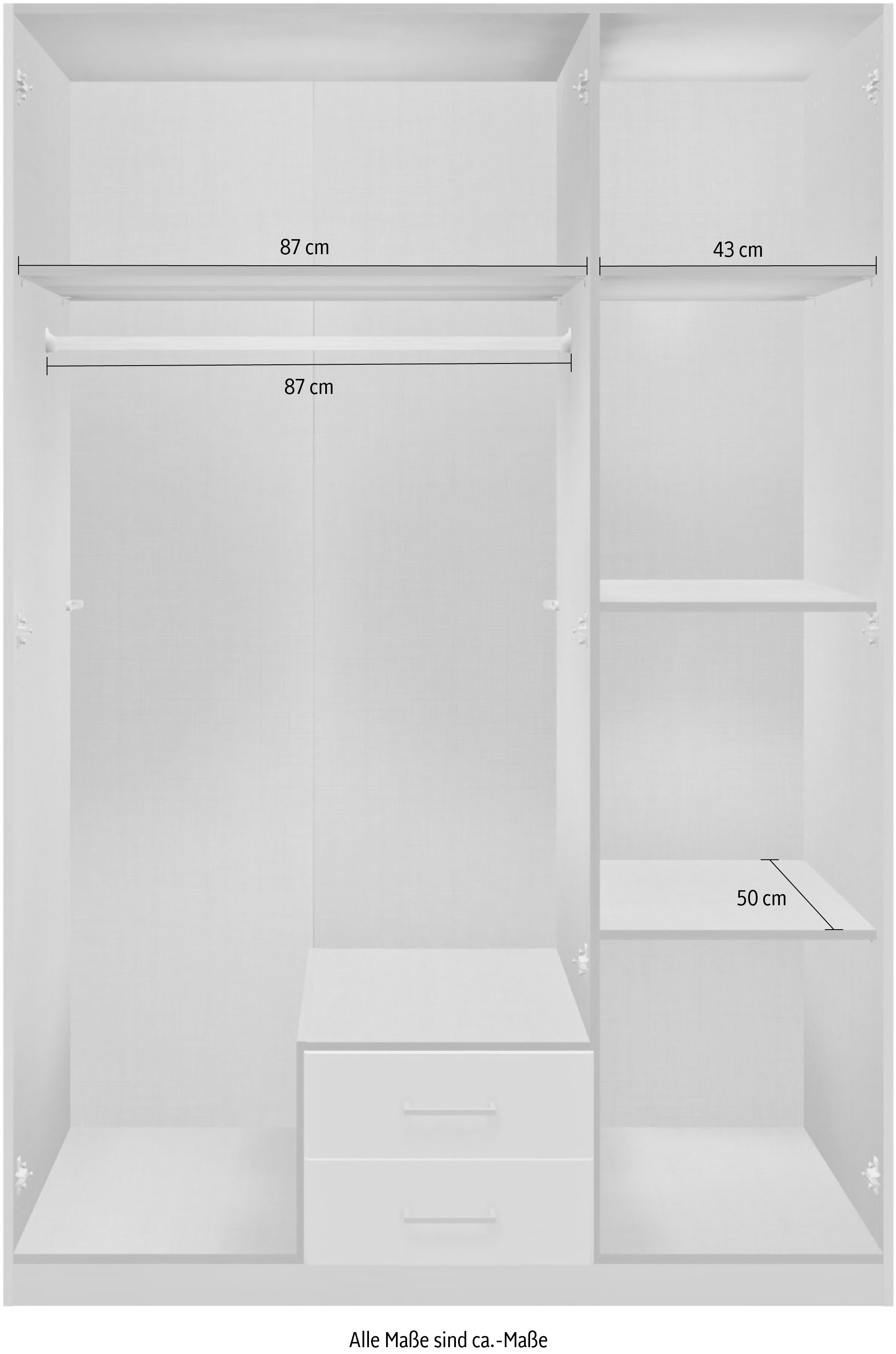 Wimex Drehtürenschrank »Soest«, mit Farbglas-Tür, wahlweise 135 oder 180cm breit