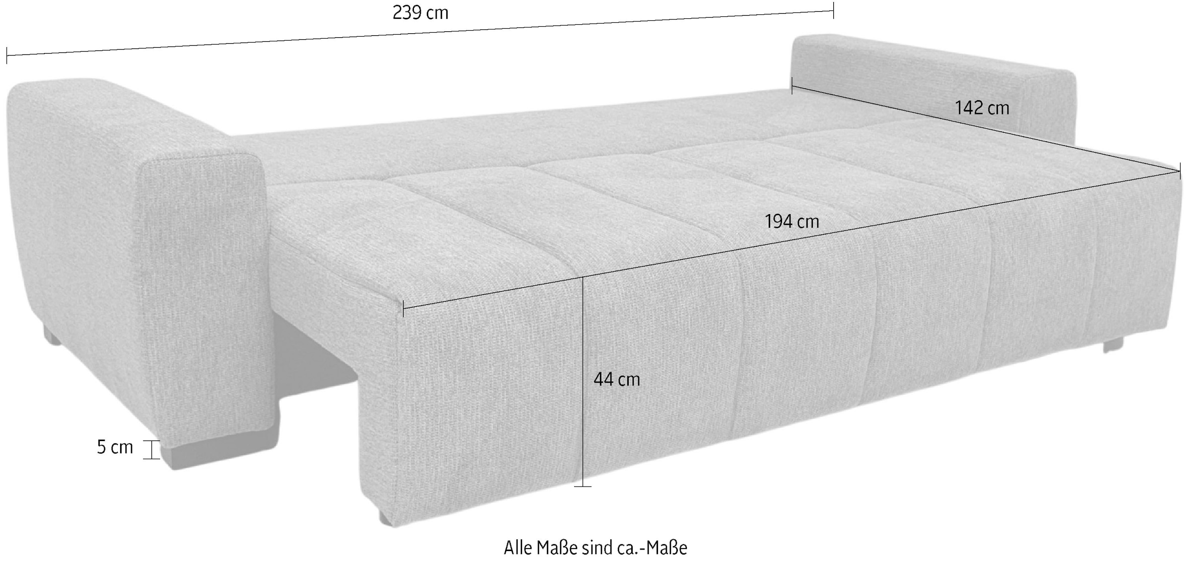 Home affaire Schlafsofa »Bello« mit Bettfunktion, Bettkasten, Frei im Raum stellbar, Federkern