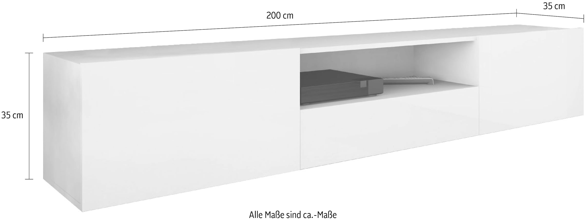 borchardt Möbel Lowboard »Sophia«, Breite 200 cm mit 2 Klappen und 1 Schubkasten, stehend und hängend