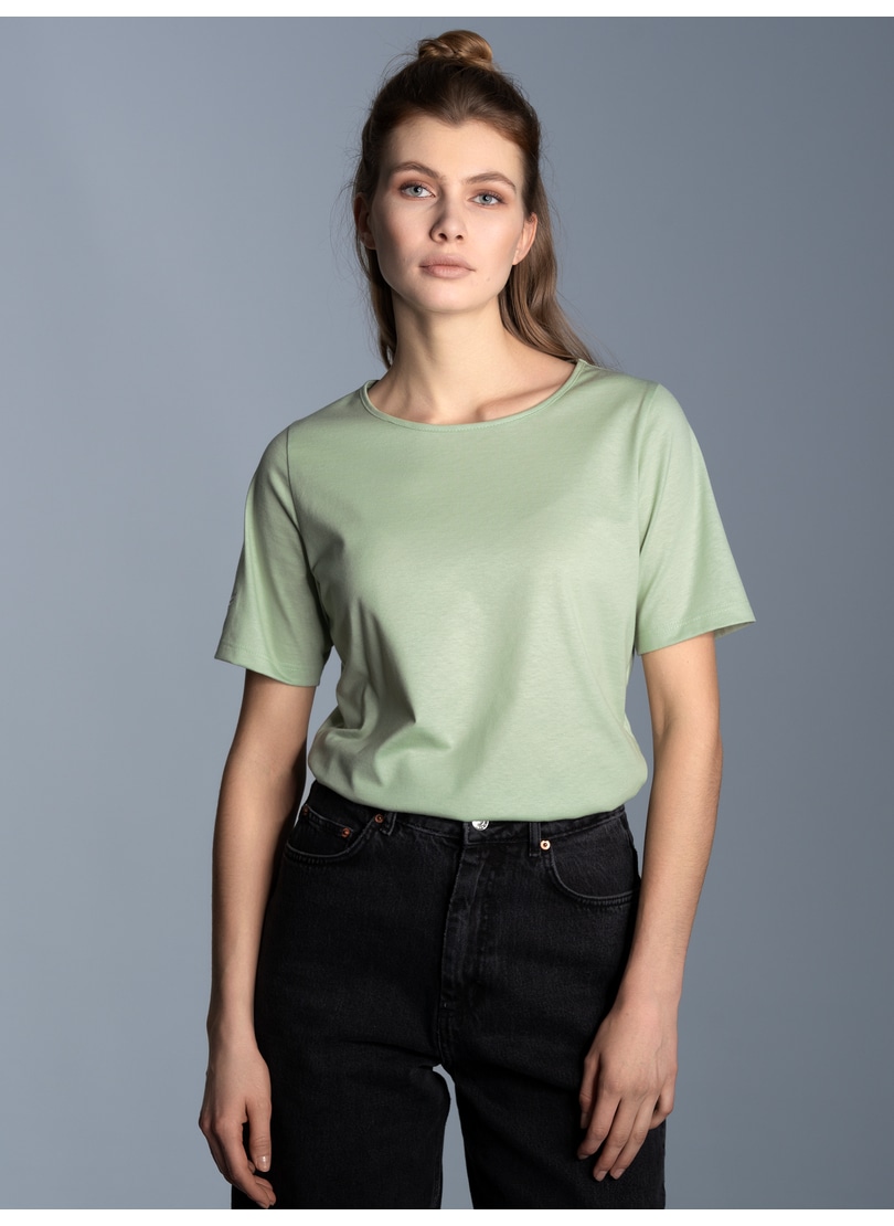 Trigema T-Shirt »TRIGEMA T-Shirt DELUXE Baumwolle mit Kristallsteinen«, (1 tlg.)