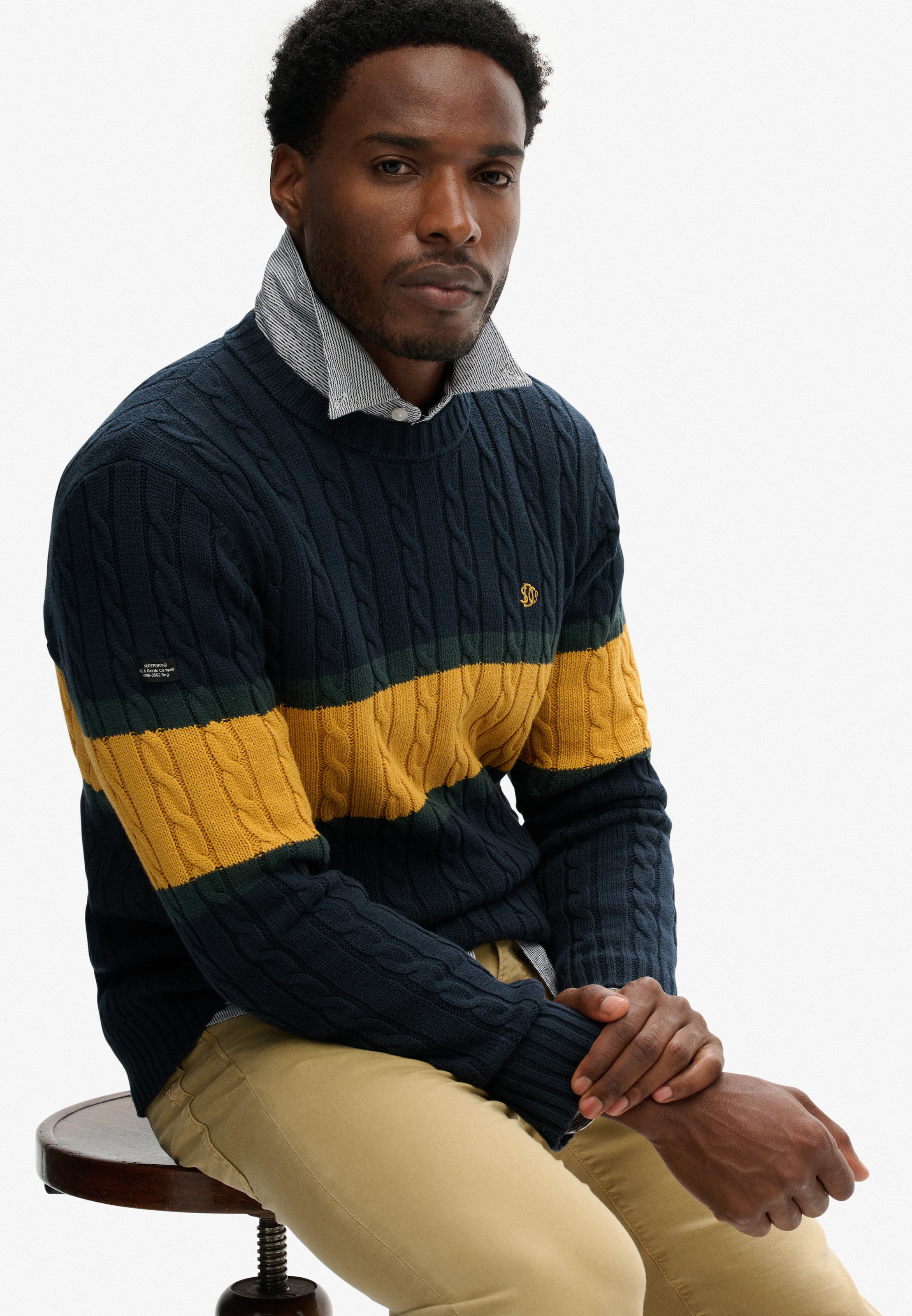 Superdry Strickpullover »Cotton Stripe Cable Jumper«