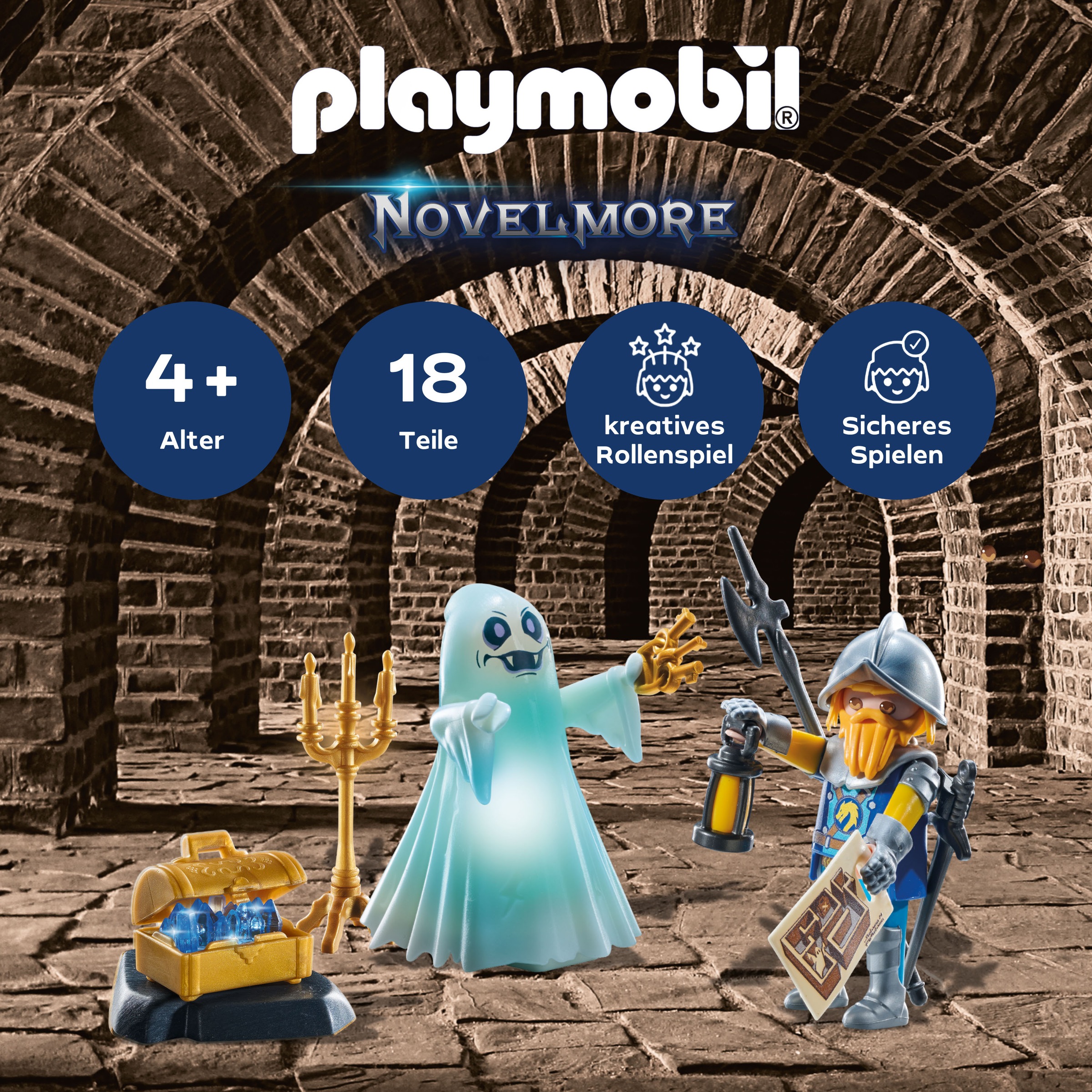 Playmobil® Konstruktions-Spielset »Schlossgespenst und Ritter (71797), Playmobil Novelmore«, (18 St.)