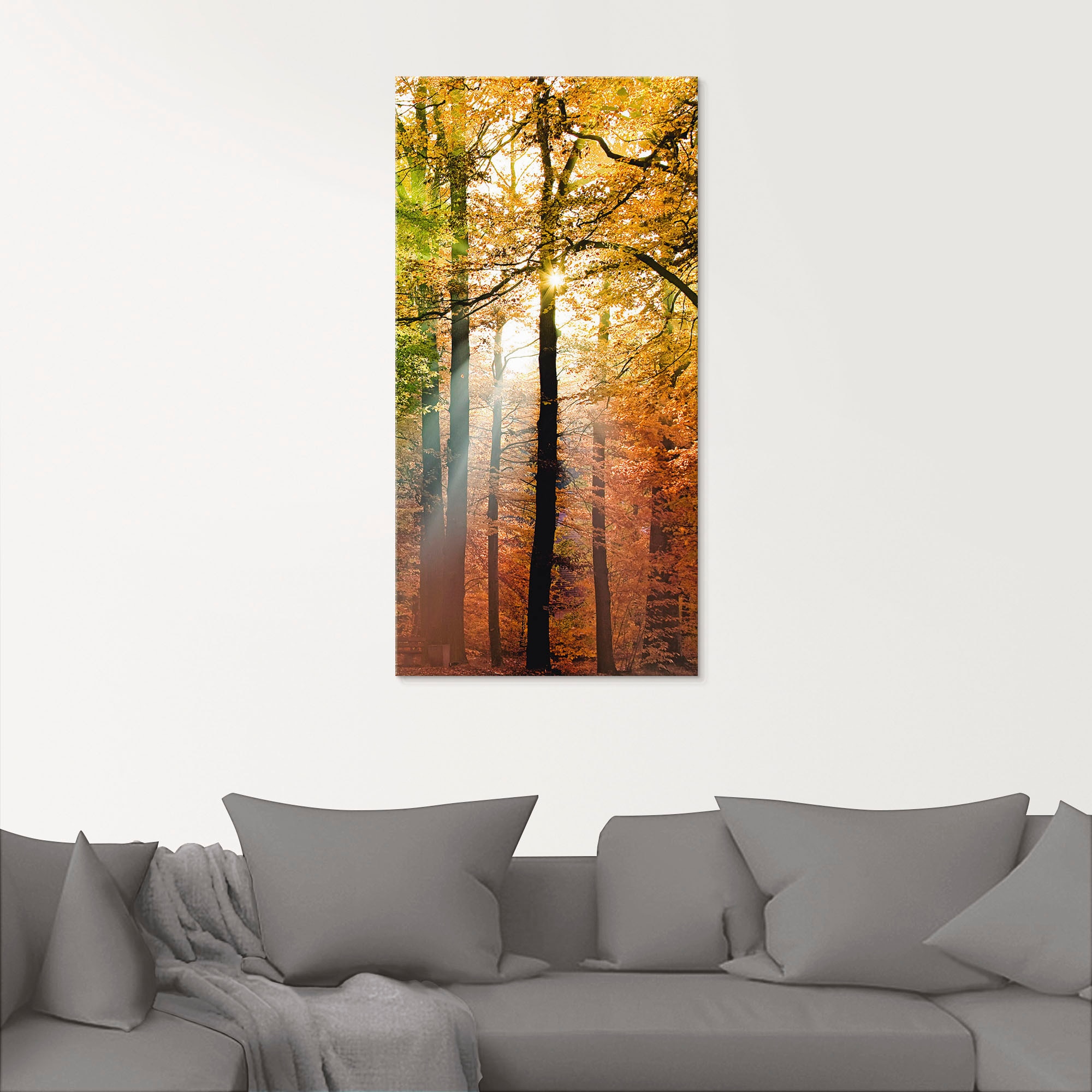 Artland Glasbild »Schöner Herbsttag 2«, Wald, (1 St.), in verschiedenen Größen