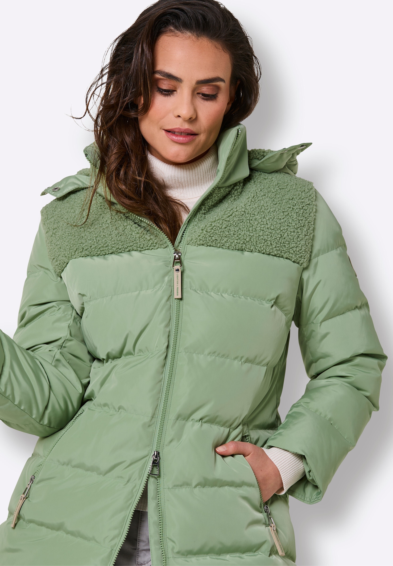 creation L Daunenjacke »Daunen-Steppjacke Daunenjacke mit Teddyfleece« Abnehmbare Kapuze