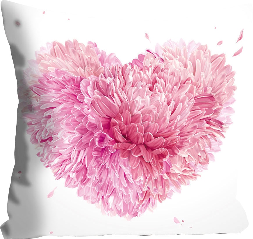 Dekokissen »Flower Heart«, mit einem Blumenherz, Kissenhülle ohne Füllung, 1 Stück