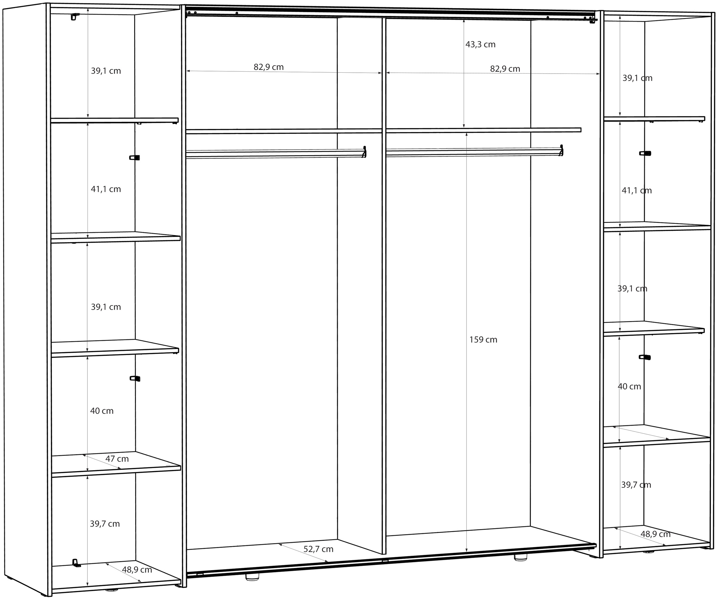 FORTE Schwebetürenschrank »Narago, OTTOs Choice, Kombischrank, TOPSELLER, Paneele  wechselbar« B/H/T ca. 270/210/61cm, Farbe Weiß auch mit Spiegeln,  Schwebetüren in Kombination mit Drehtüren, Made in Europe