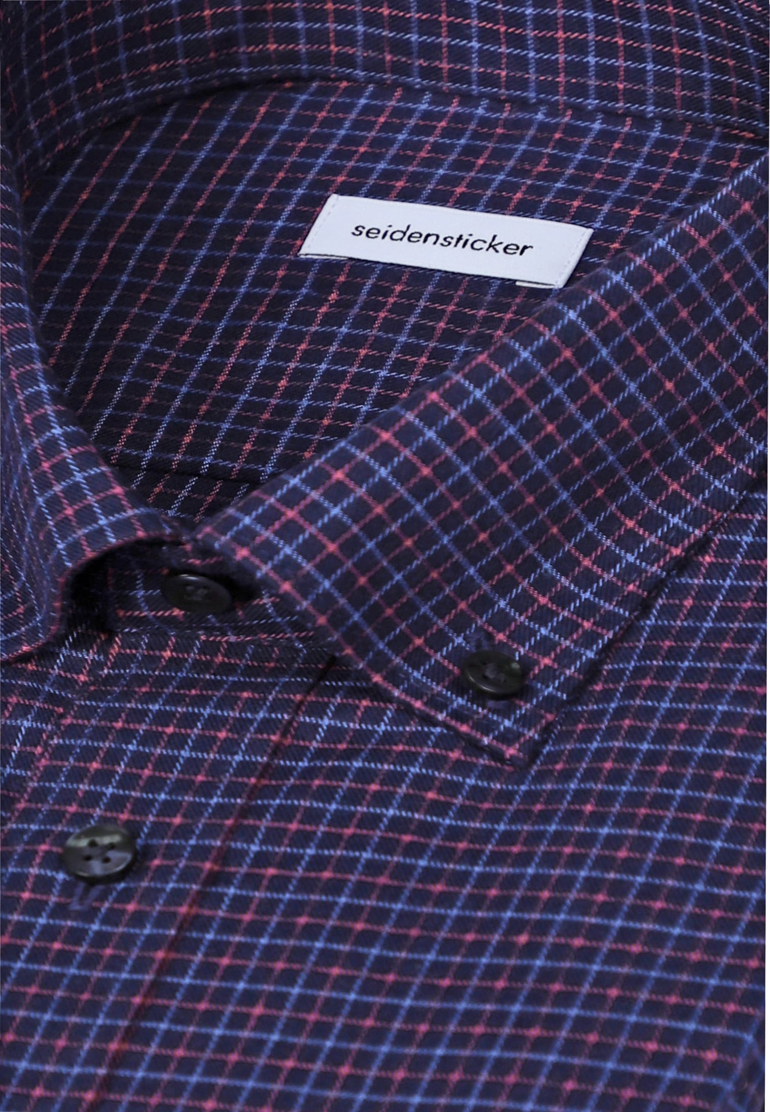 seidensticker Flanellhemd »Schwarze Rose« Comfort 1/1 Button-Down-Kragen Karo