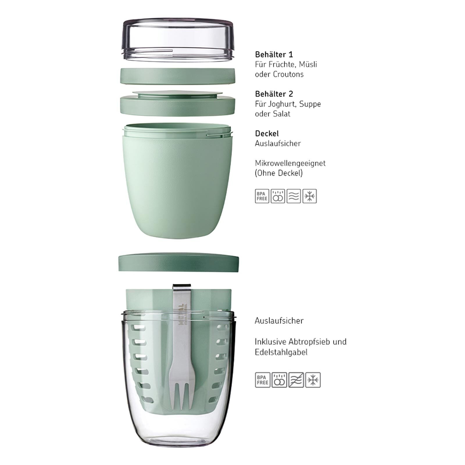 Mepal Lunchbox »Lunchpot mit Fruitpot Ellipse 2er Set«