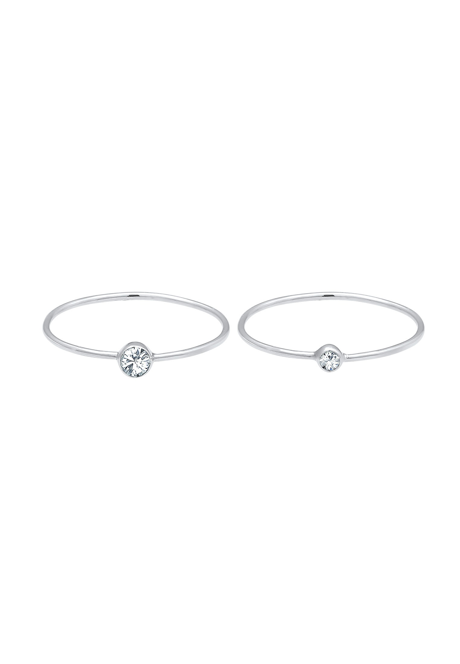 Elli Ring-Set »Ring Solitär Kristalle (2 tlg) 925 Silber«