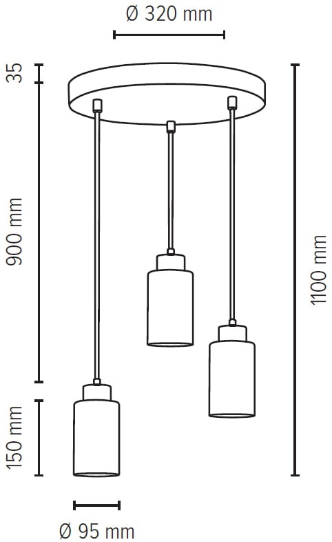 SPOT Light Pendelleuchte »KARLA«, 3 flammig, Leuchtmittel E27 | ohne Leuchtmittel, Hängeleuchte, Lampenschirm aus hochwertigen Glas, Betonelemente