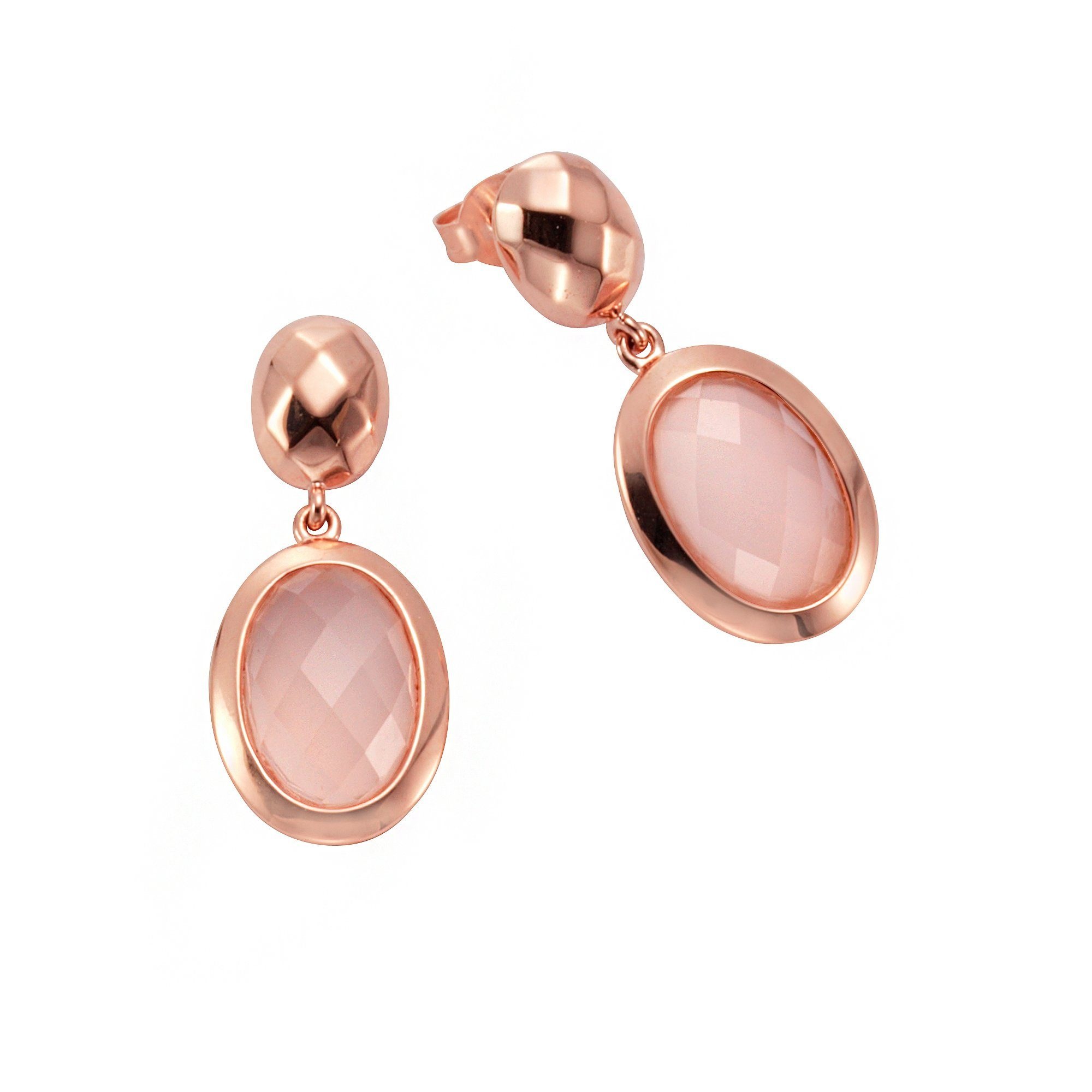 Jamelli Paar Ohrstecker »925/- Sterling Silber Chalcedon rosa«, Ohrstecker