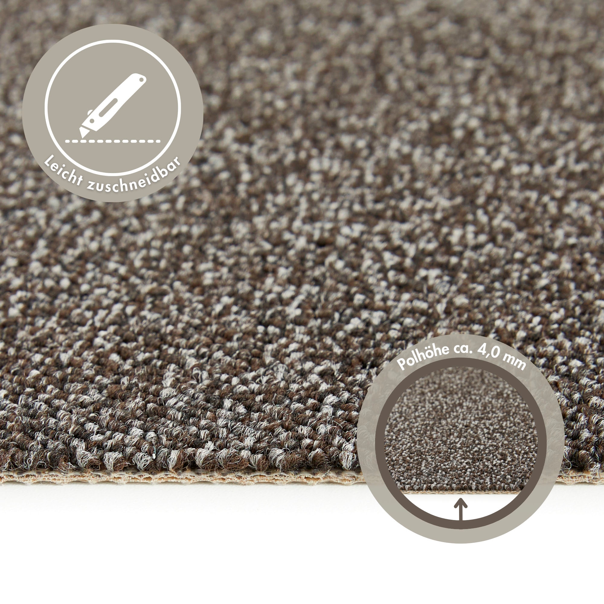 Andiamo Teppichboden »Matz, Schlinge, Made in Belgium«, rechteckig, 6 mm Höhe, meliert, Breite 400 cm oder 500 cm, strapazierfähig & pflegeleicht