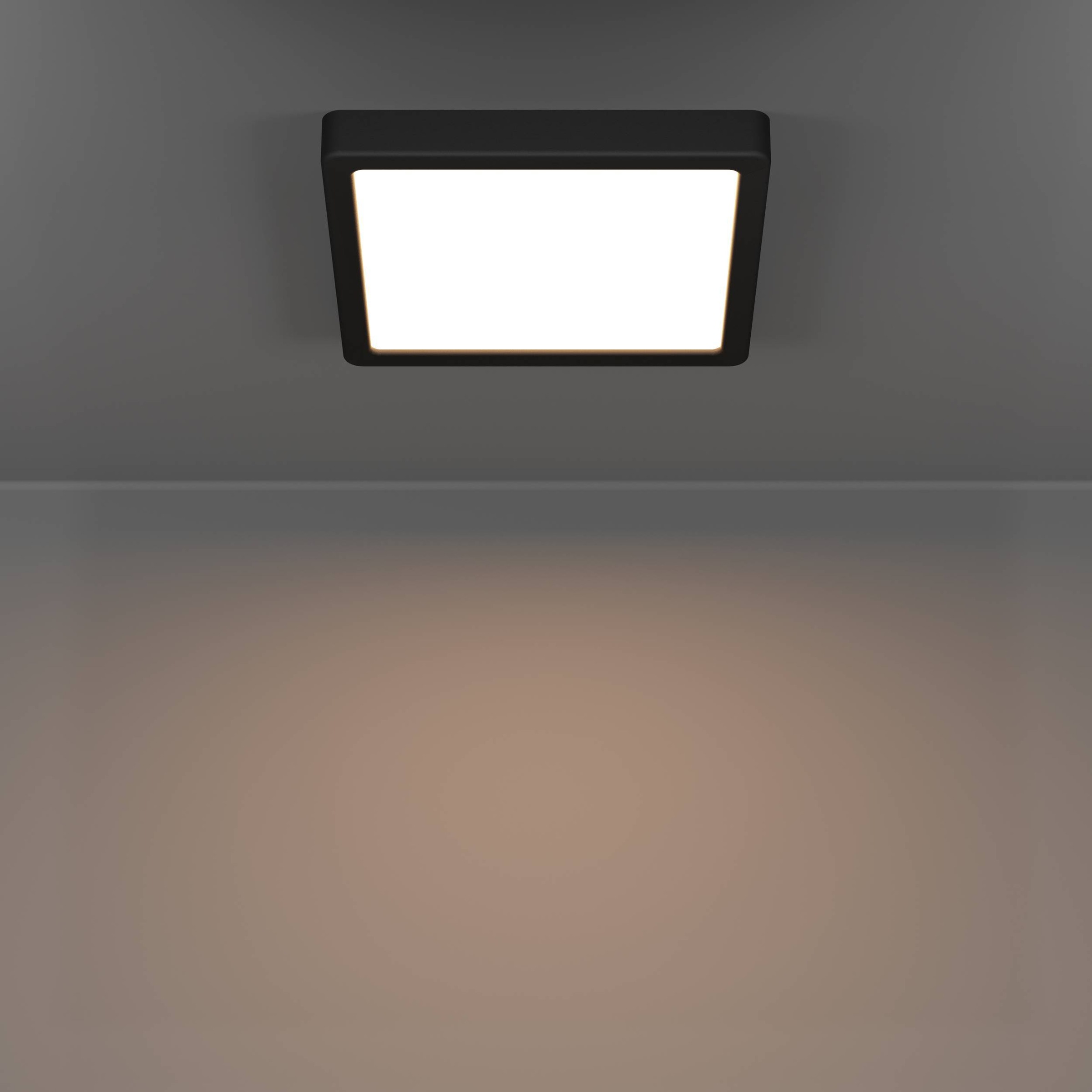 EGLO Aufbauleuchte »Fueva 6 Deckenleuchte, Badlampe Decke, Kunststoff, Deckenbeleuchtung« LED-Modul 1 Stk. Kaltweiß | Neutralweiß | Warmweiß Aufbauleuchte - L22 x B22 x H2,5 cm - schwarz - 10,5W inkl.