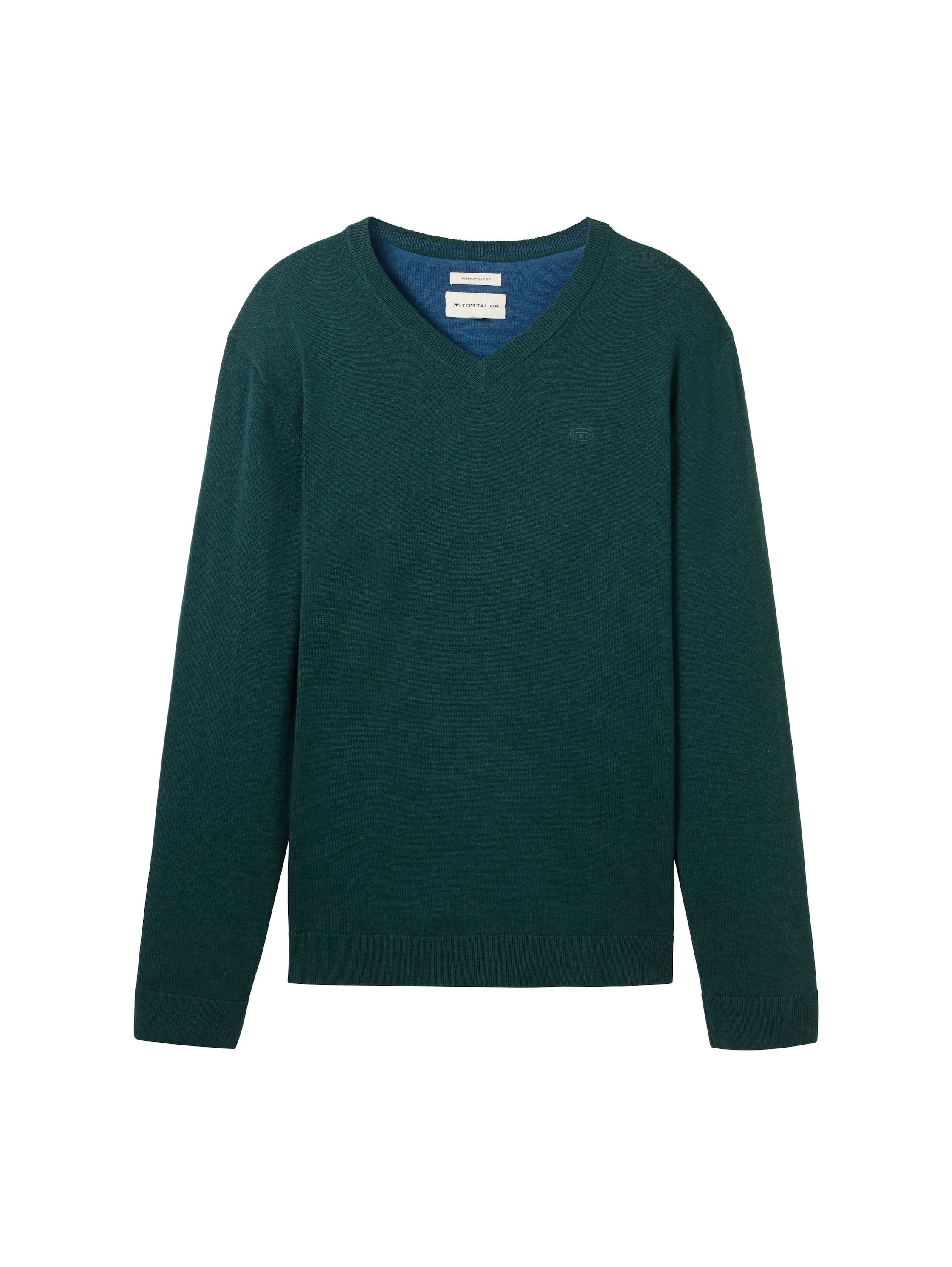 TOM TAILOR V-Ausschnitt-Pullover, mit kleiner Logo-Stickerei