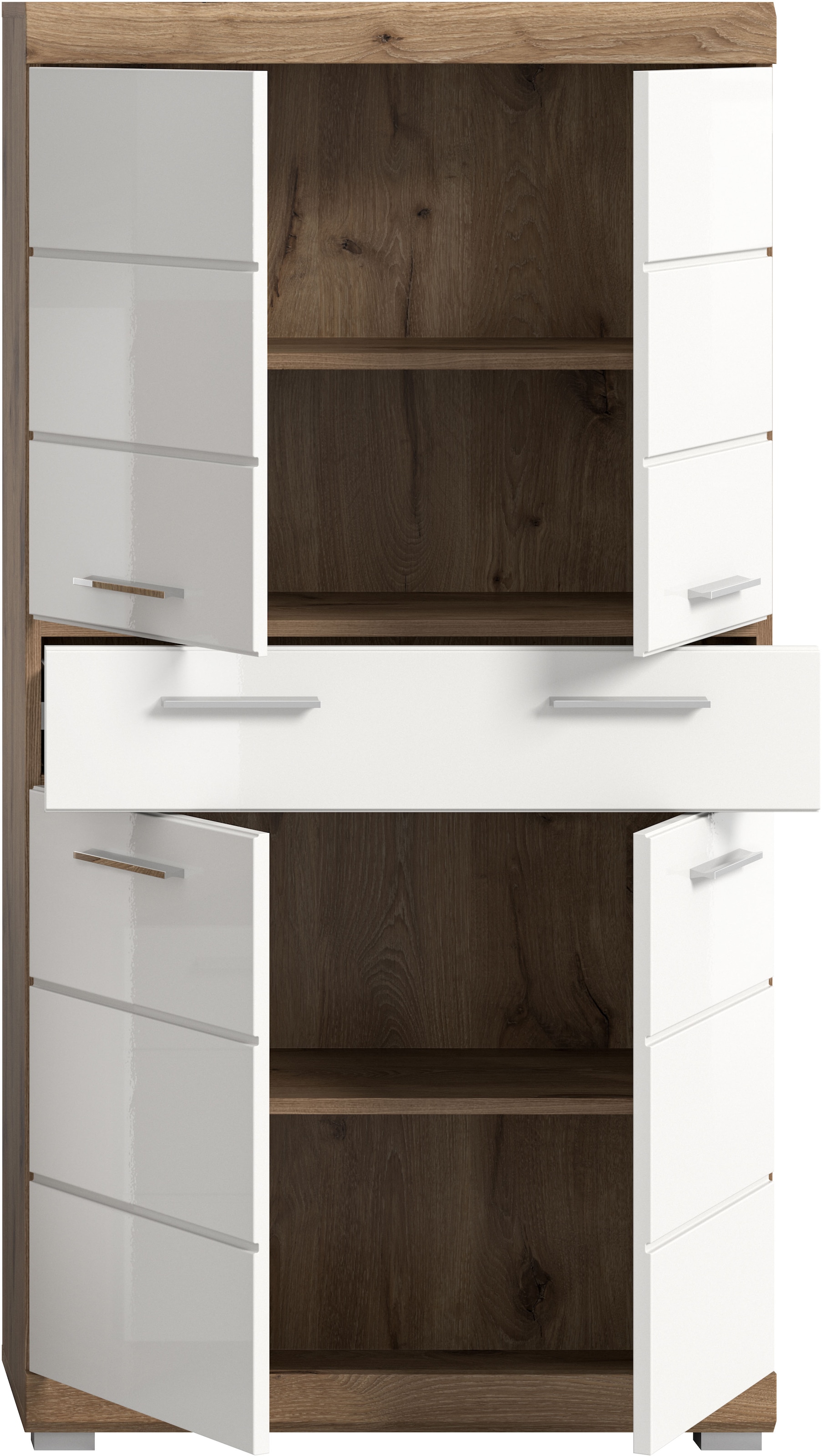 INOSIGN Midischrank »Siena, Breite 74cm, 4 Türen, 1 Schubkasten, 4 Fächer, MDF-Front«, in verschiedenen Farben erhältlich, Badmöbel, Badschrank, Schrank, Bad