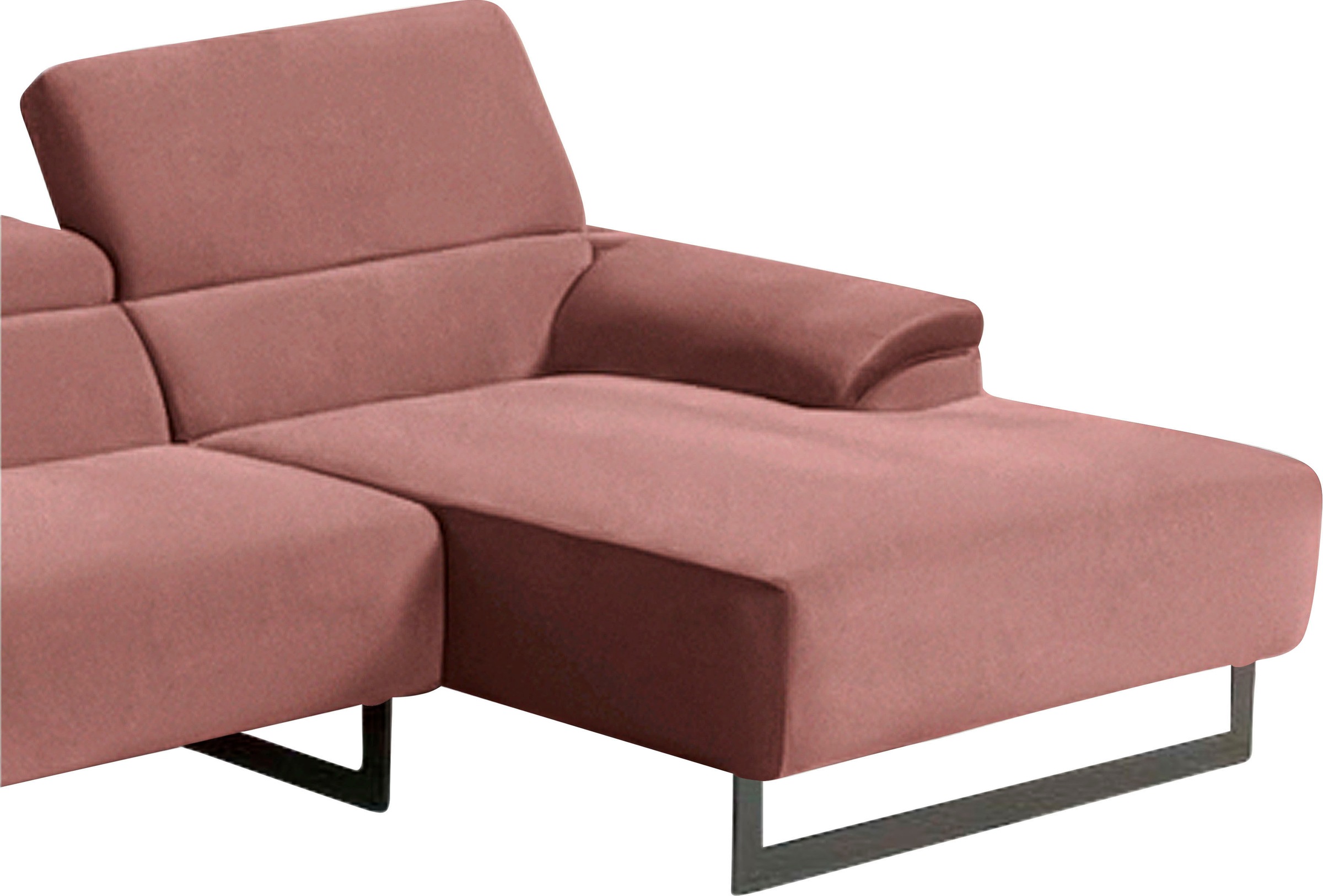 Egoitaliano Ecksofa »Malika, edel und bequem, Designsofa mit hochwertigen Bezügen, L-Form«, mit Recamiere, inkl. Kopfteilverstellung und chromfarbenen Metallfüßen