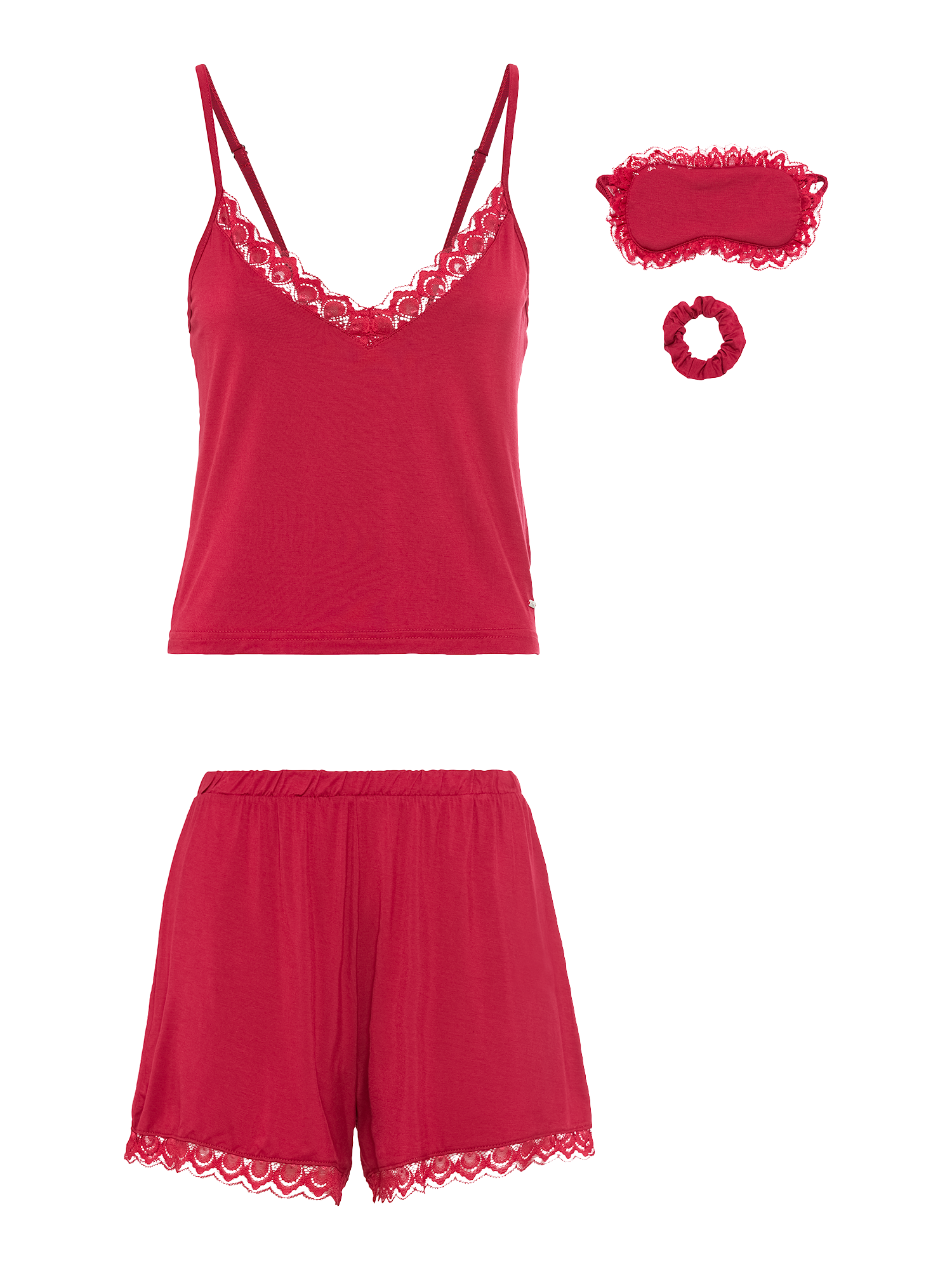 s.Oliver Schlafanzug Set, 4 mit Scrunchie und Schlafmaske