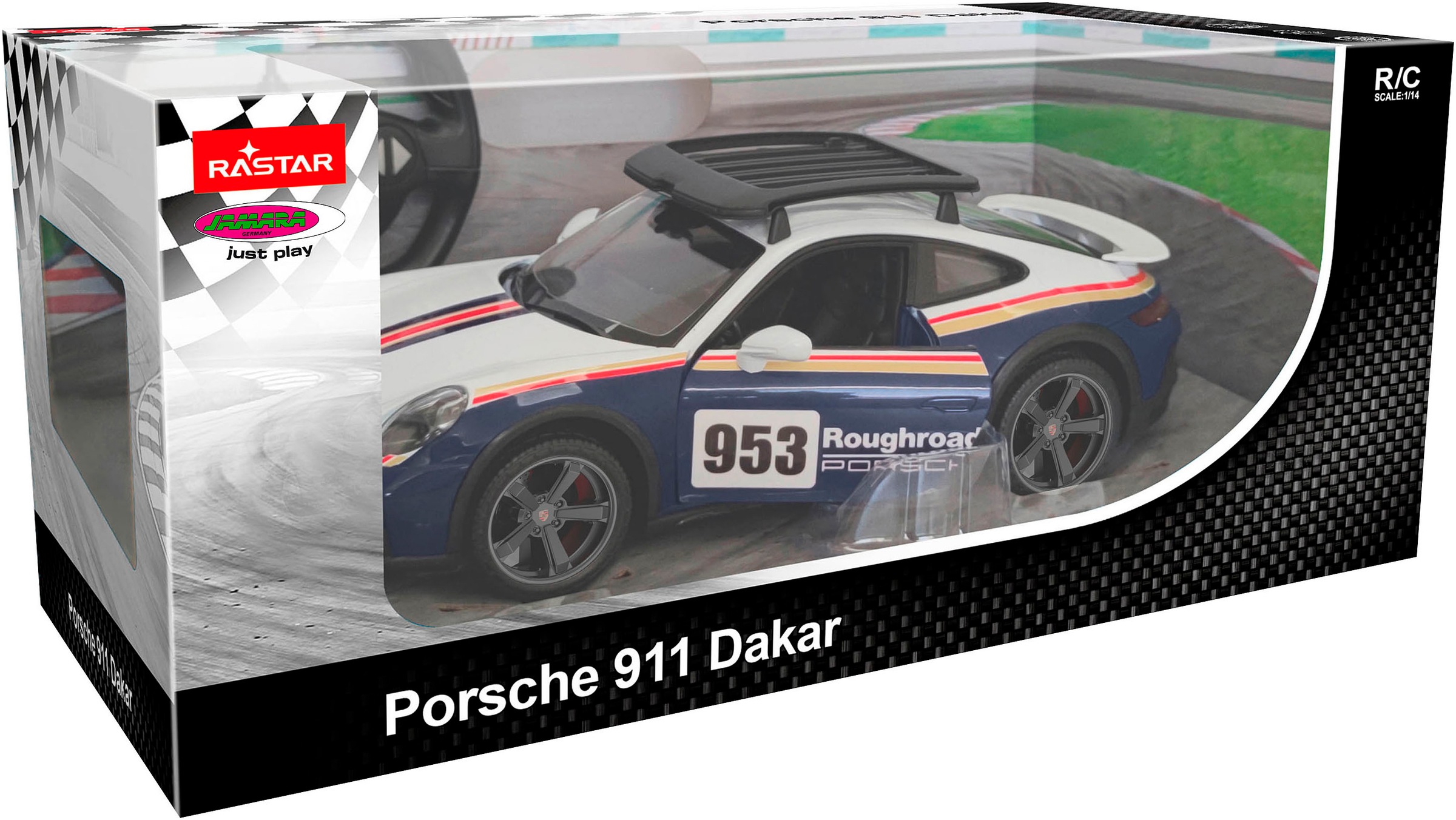 Jamara RC-Auto »Porsche 911 Dakar Performance 1:14 blau 2,4GHz«, mit LED Licht