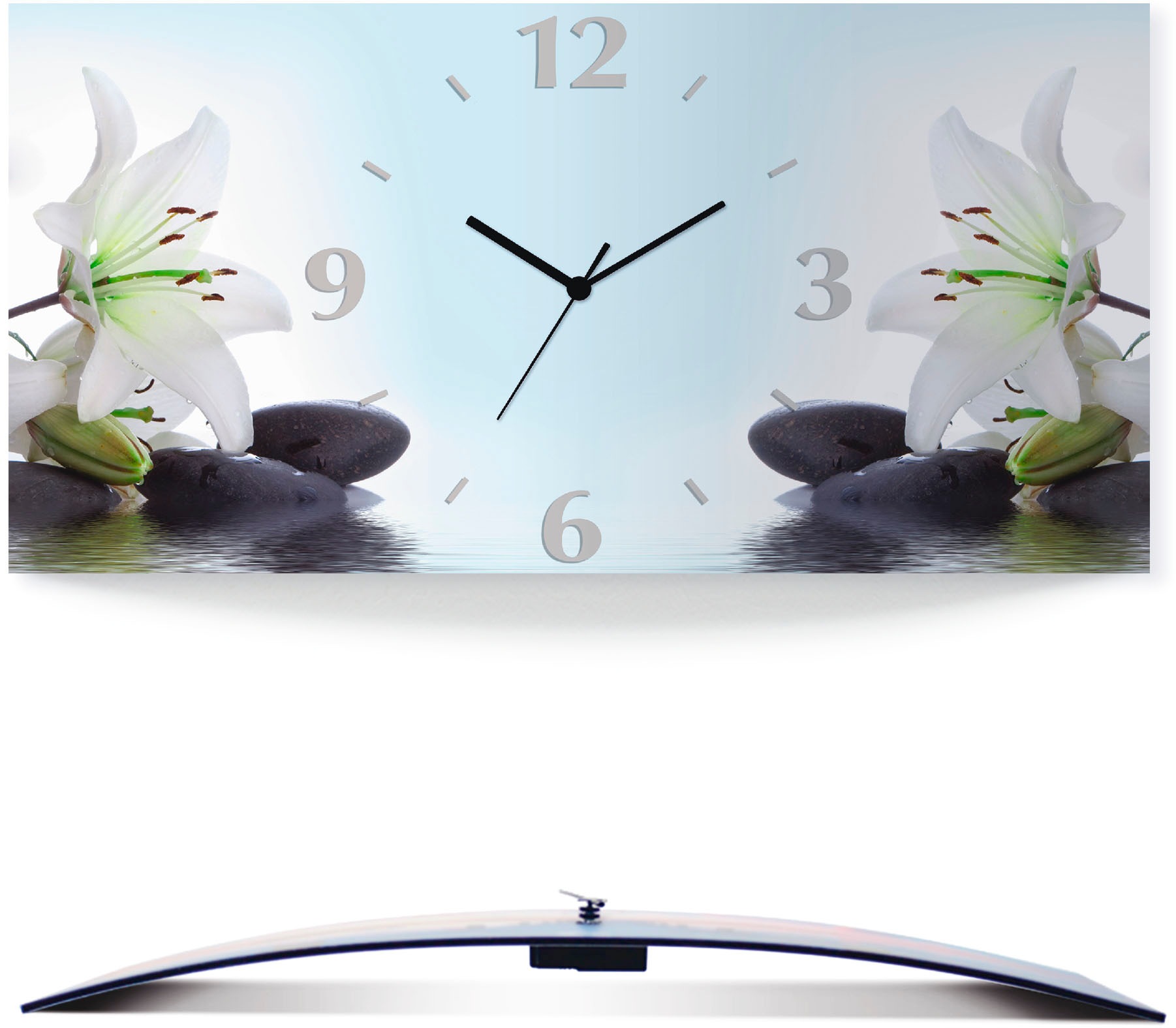 Artland Wanduhr »Nadonna Lilien und Spa Steine im Wasser«, 3D Optik gebogen