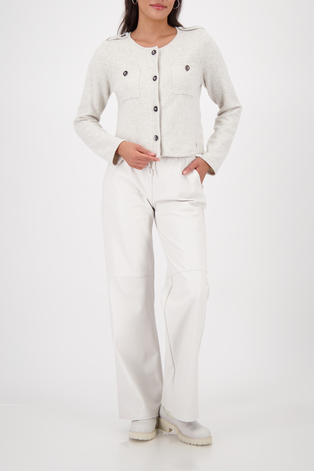 Monari Strickjacke »Jacke Strickjacke Tasche« Regular fit, mit Rundhalsausschnitt